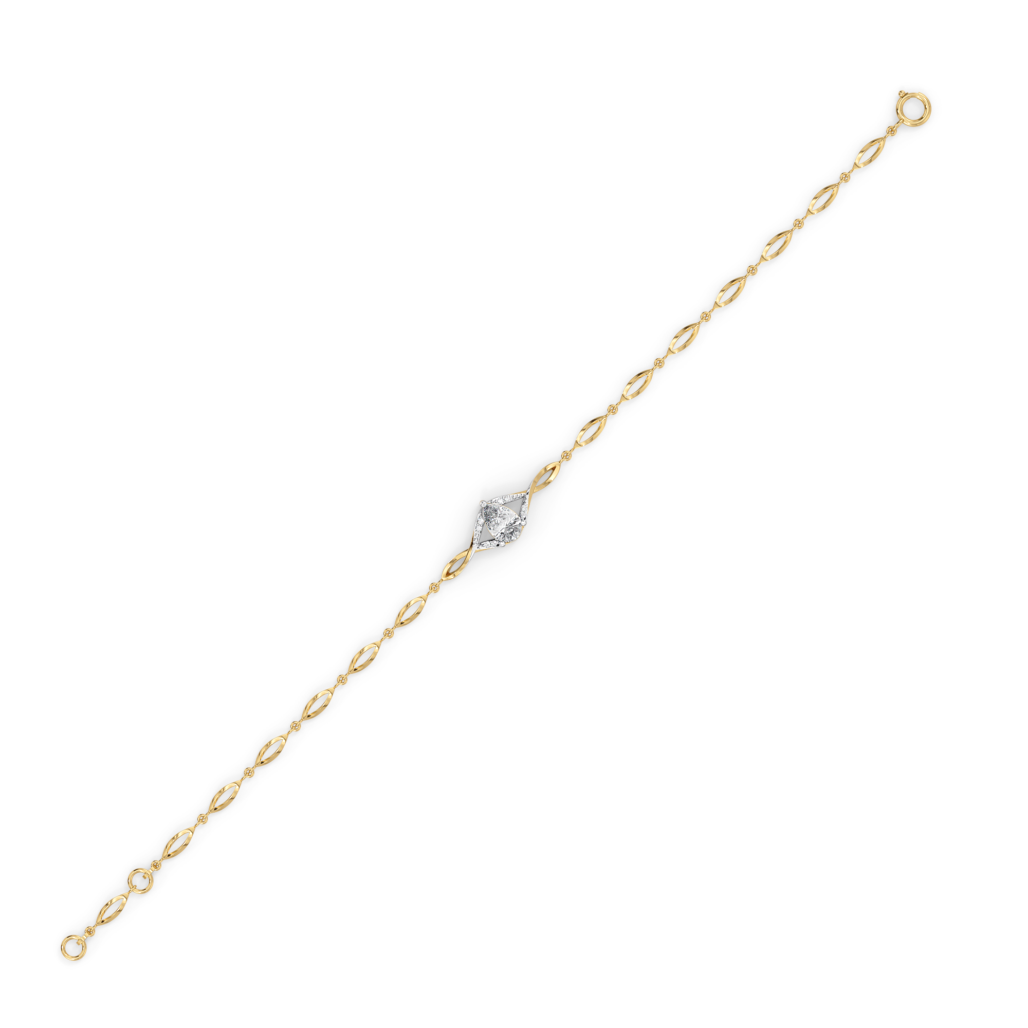 Threaded in Pear - Pure Gold Lab Diamond Solitaire Bracelet