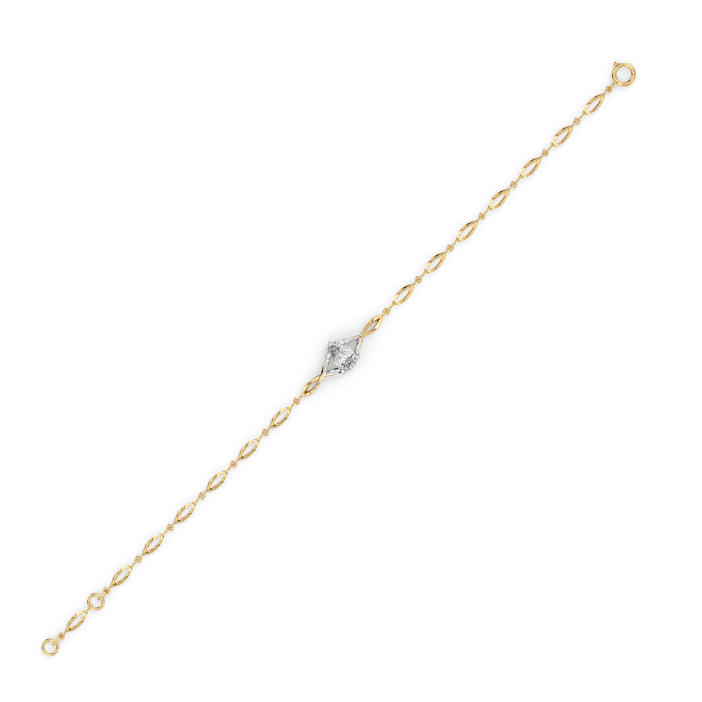Threaded in Pear - Pure Gold Lab Diamond Solitaire Bracelet