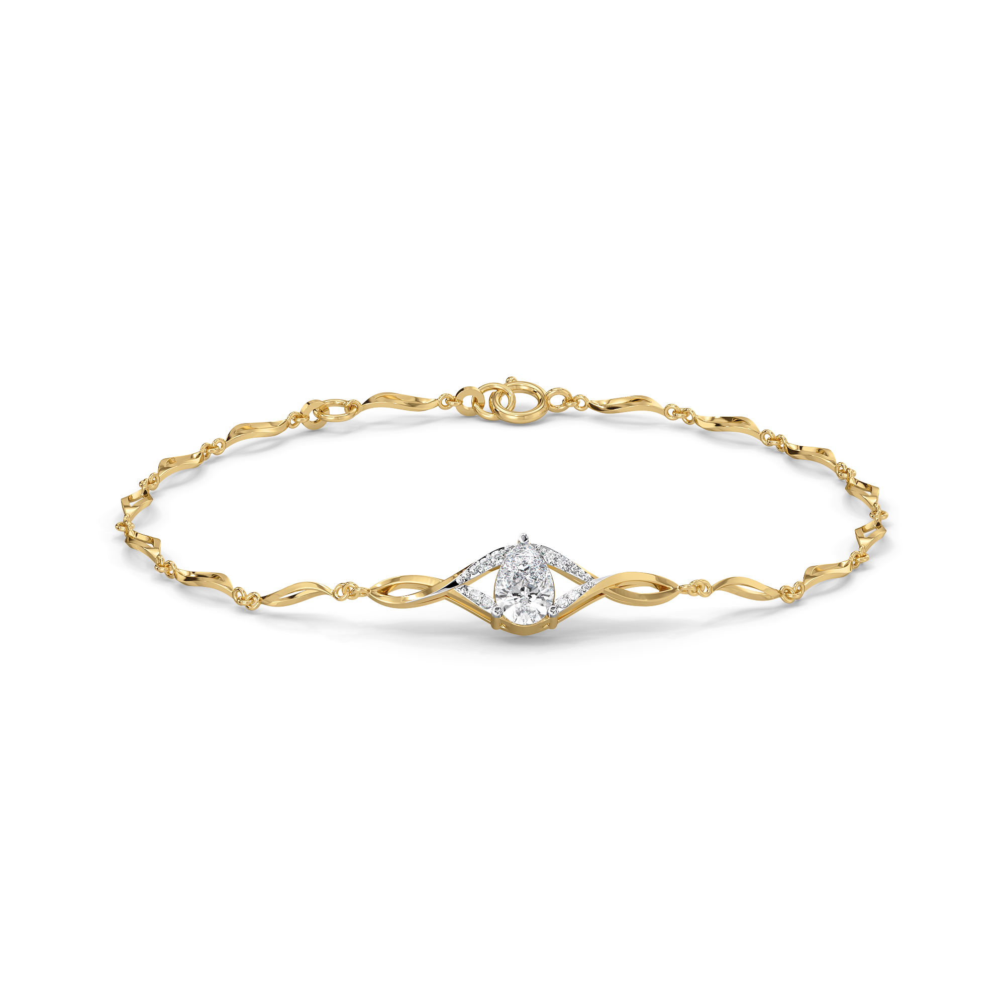 Threaded in Pear - Pure Gold Lab Diamond Solitaire Bracelet Main image