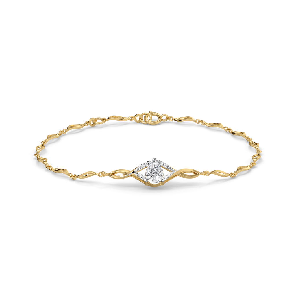 Threaded in Pear - Pure Gold Lab Diamond Solitaire Bracelet