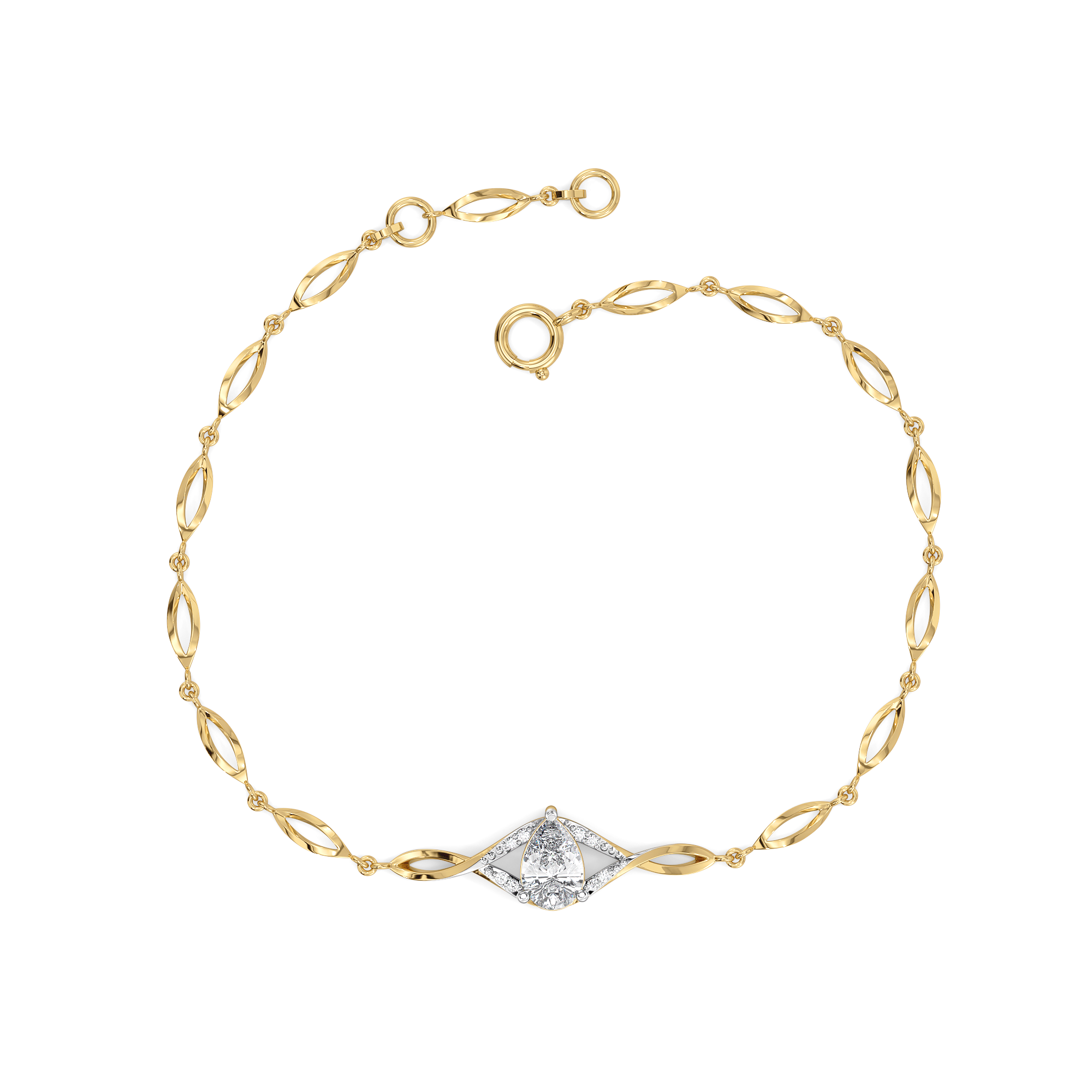Threaded in Pear - Pure Gold Lab Diamond Solitaire Bracelet