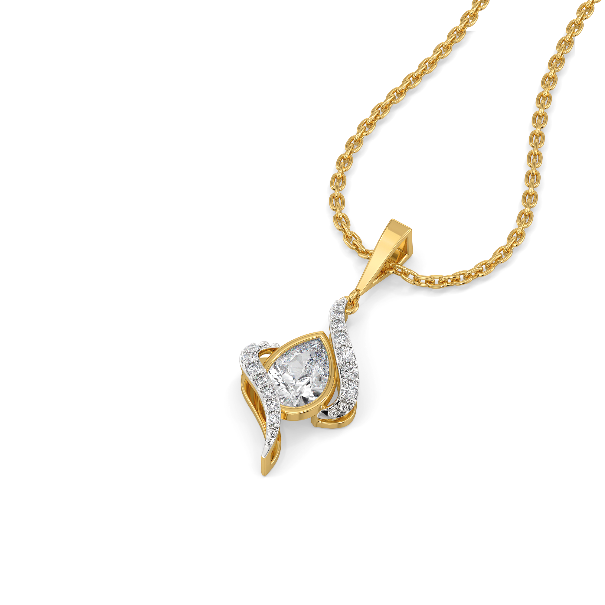 Threaded in Pear - Pure Gold Lab Diamond Solitaire Pendant Main image