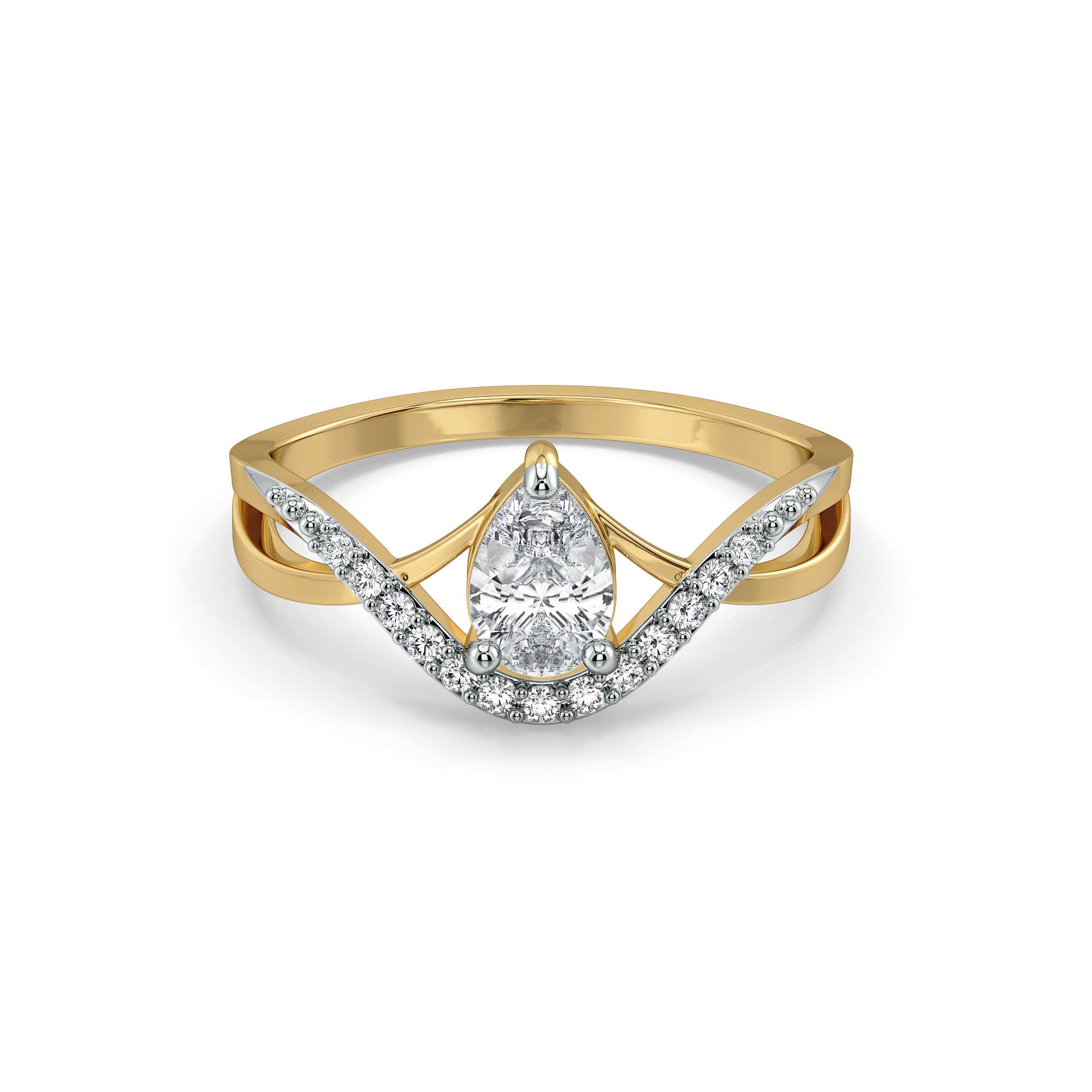 Threaded in Pear - Pure Gold Lab Diamond Solitaire Ring