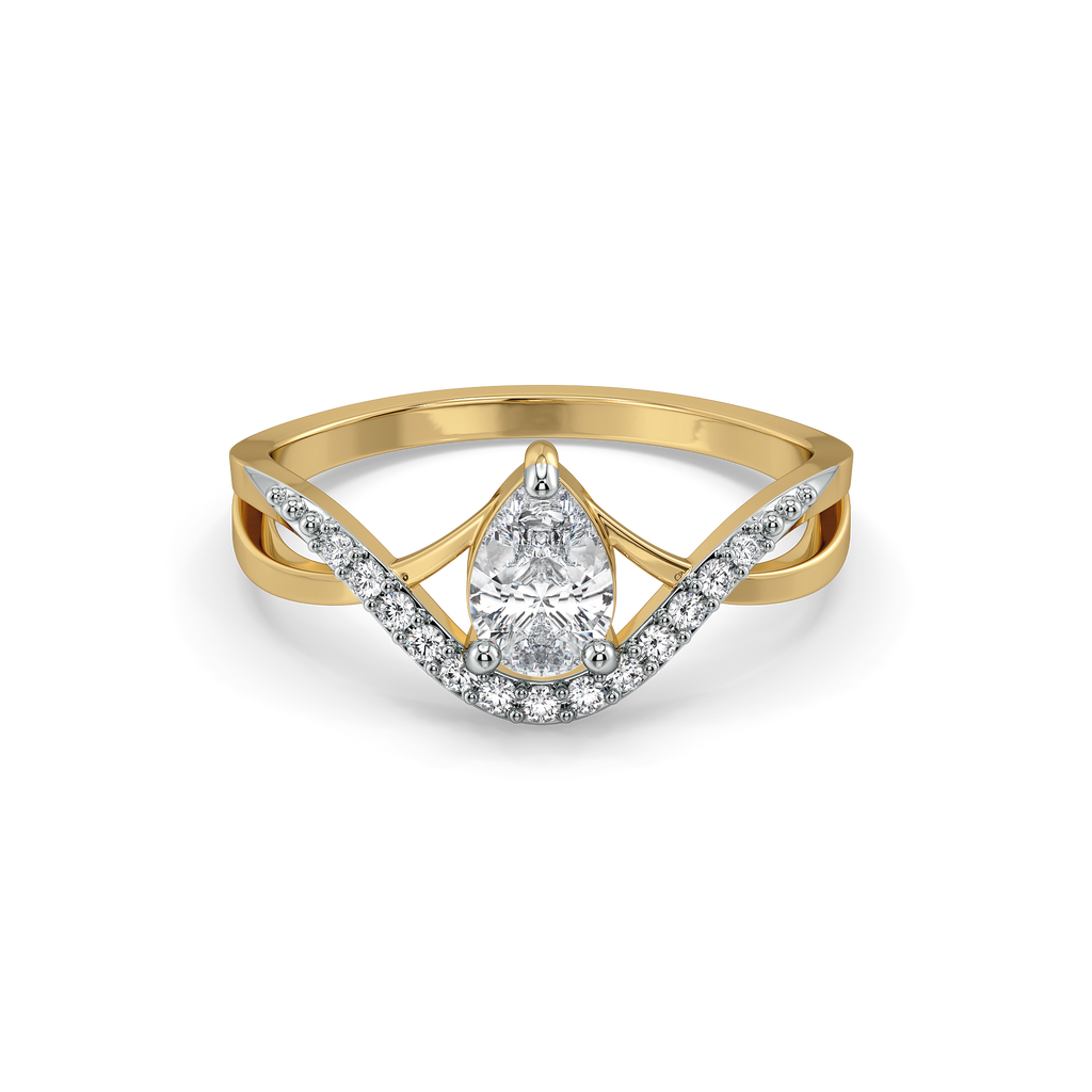 Threaded in Pear - Pure Gold Lab Diamond Solitaire Ring