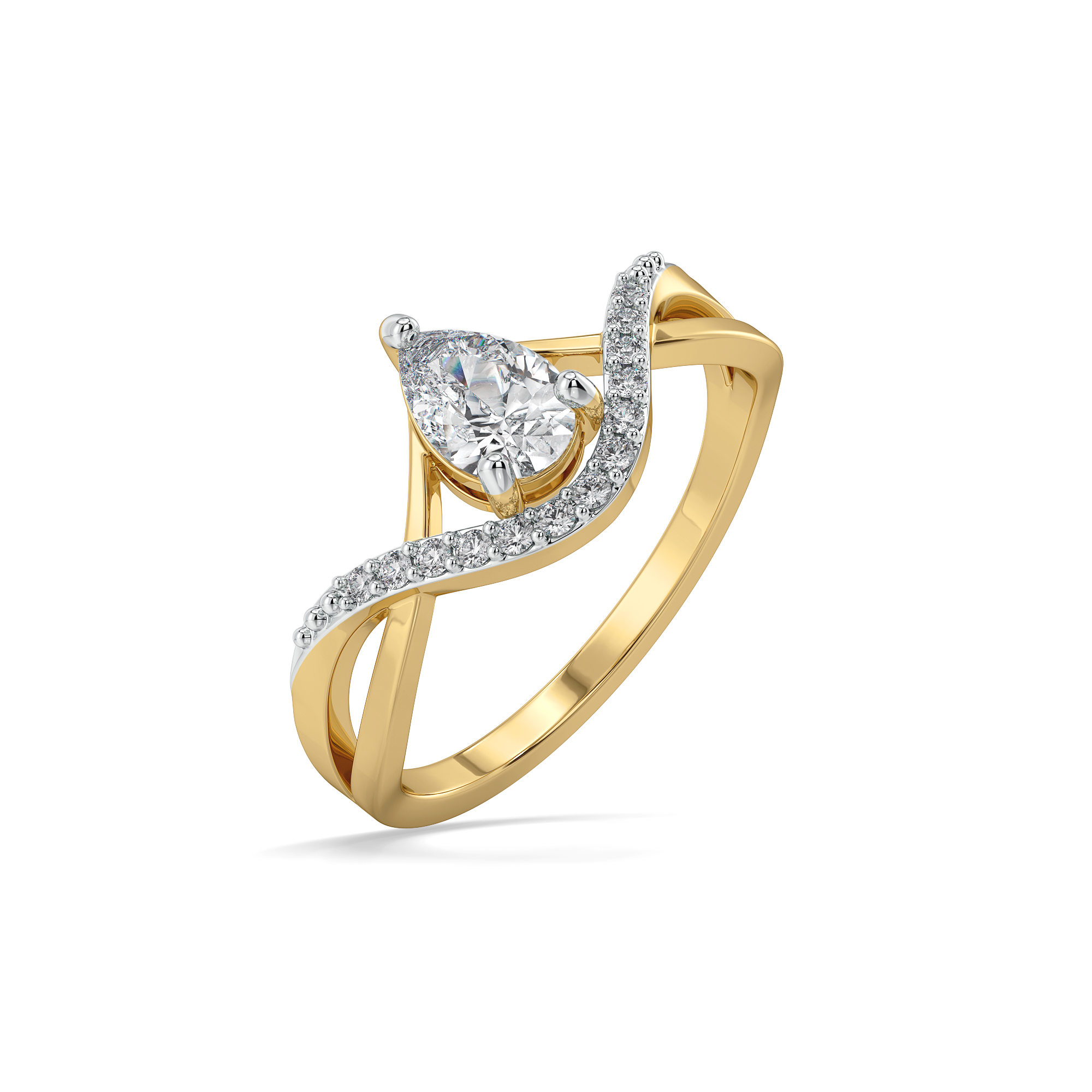 Threaded in Pear - Pure Gold Lab Diamond Solitaire Ring Main image