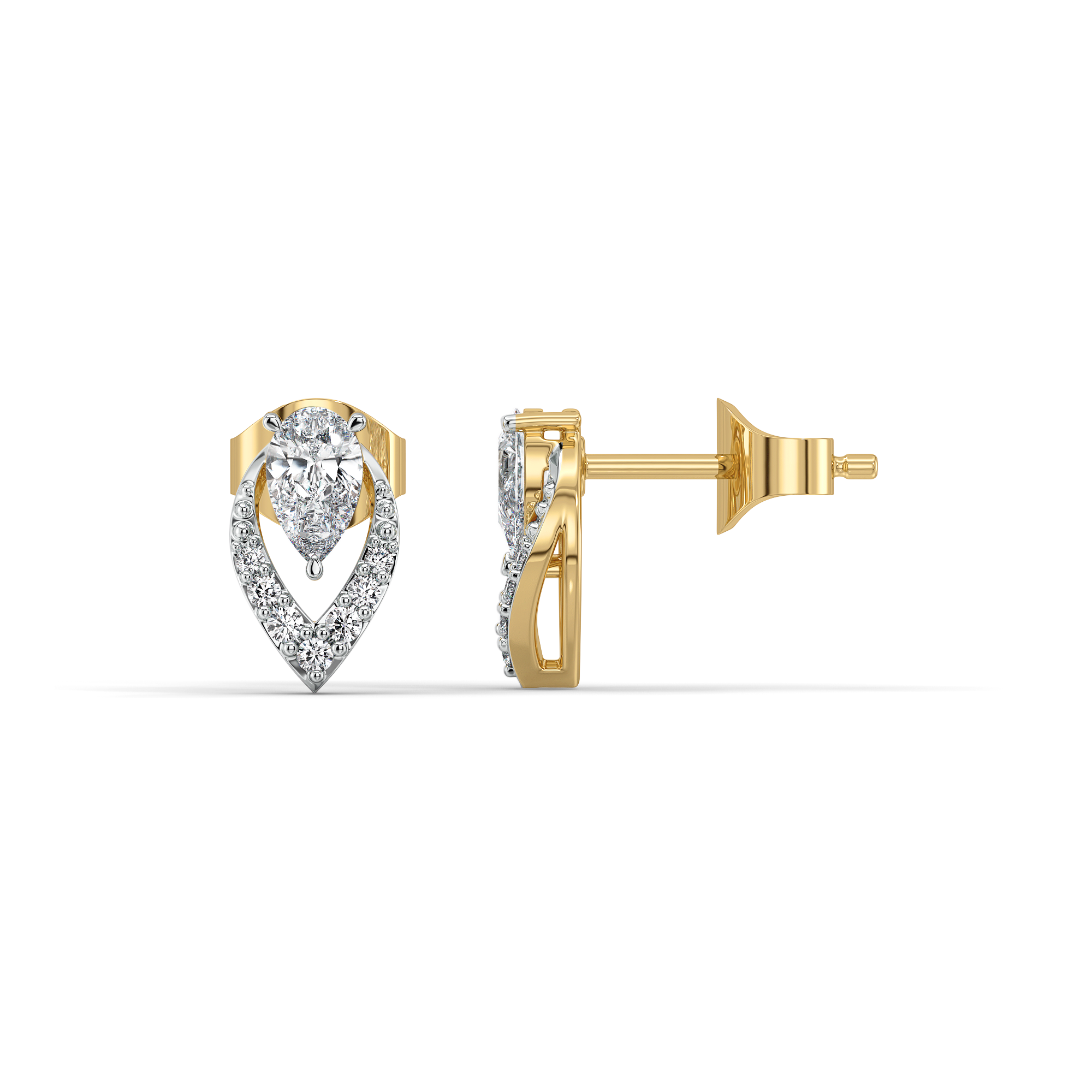 Threaded in Pear - Pure Gold Lab Diamond Solitaire Earrings