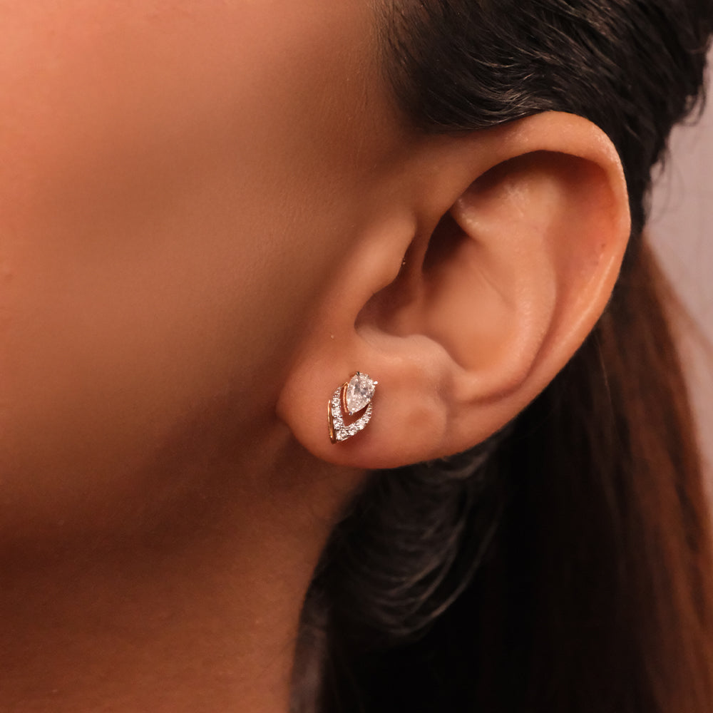 Threaded in Pear - Pure Gold Lab Diamond Solitaire Earrings Secondary image