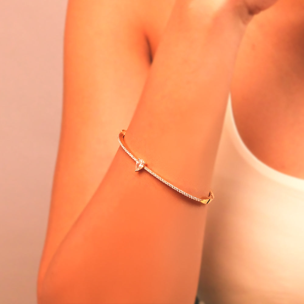 Soft Pearline - Pure Gold Lab Diamond Solitaire Bangle Secondary image