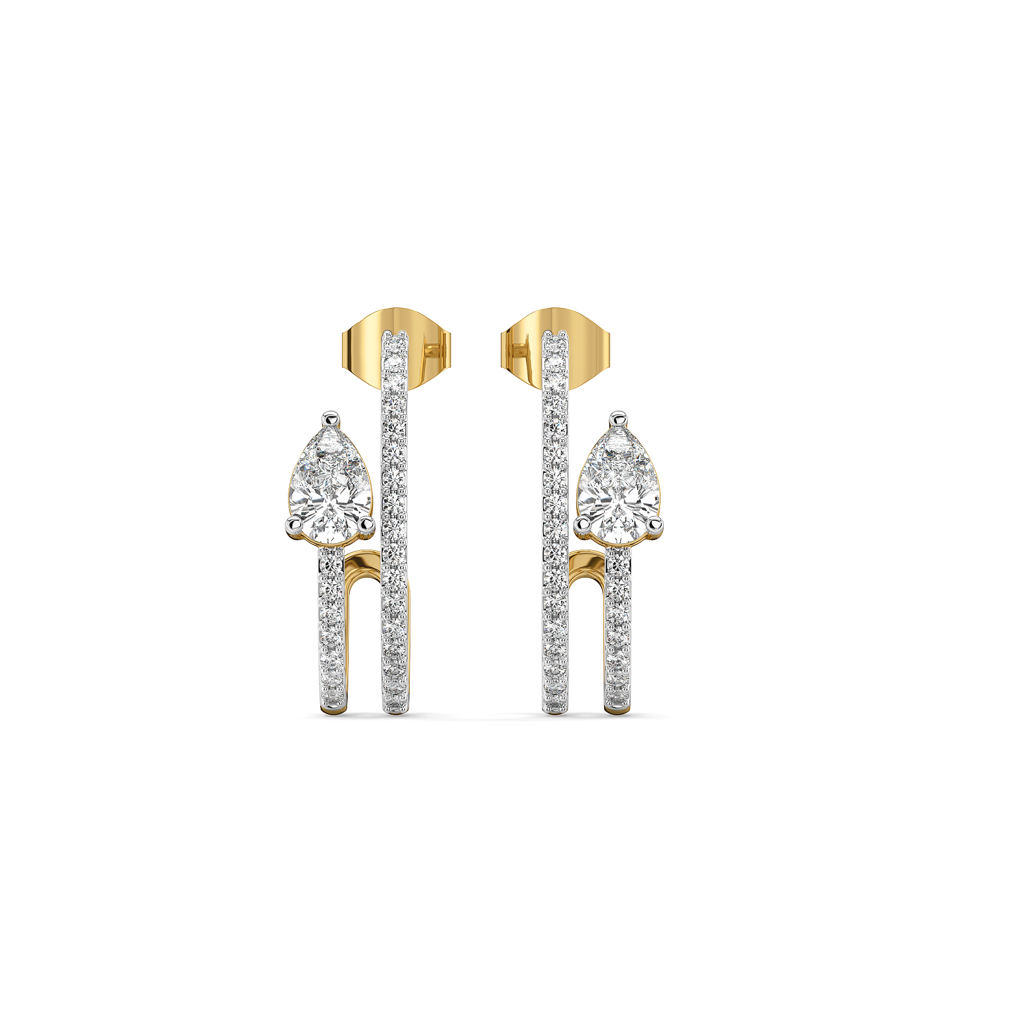 Soft Pearline - Pure Gold Lab Diamond Solitaire Hoop Earrings