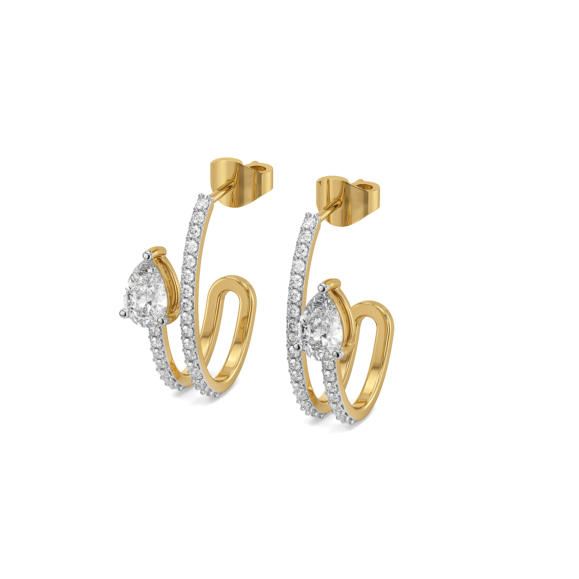 Soft Pearline - Pure Gold Lab Diamond Solitaire Hoop Earrings Main image