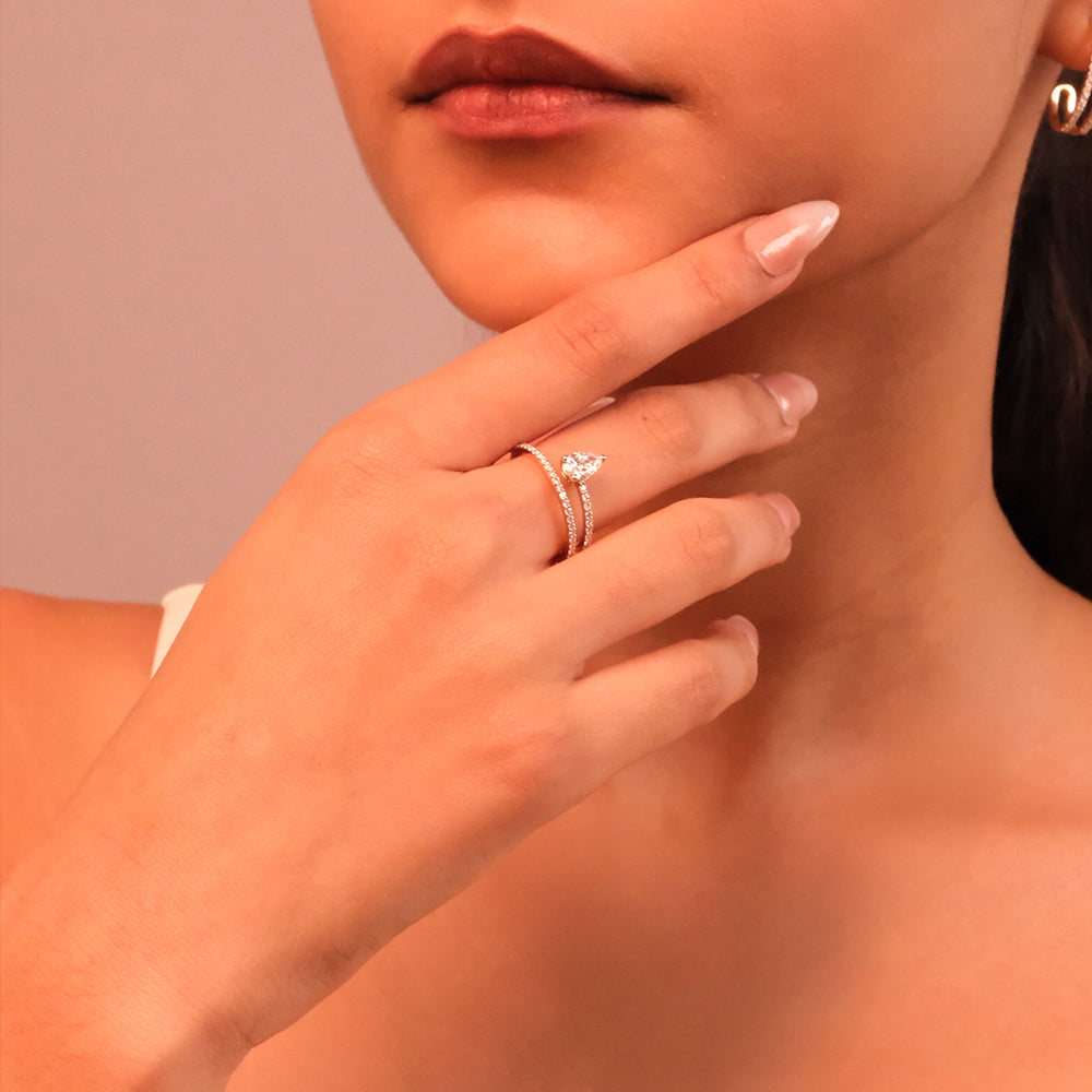 Soft Pearline - Pure Gold Lab Diamond Solitaire Ring Secondary image