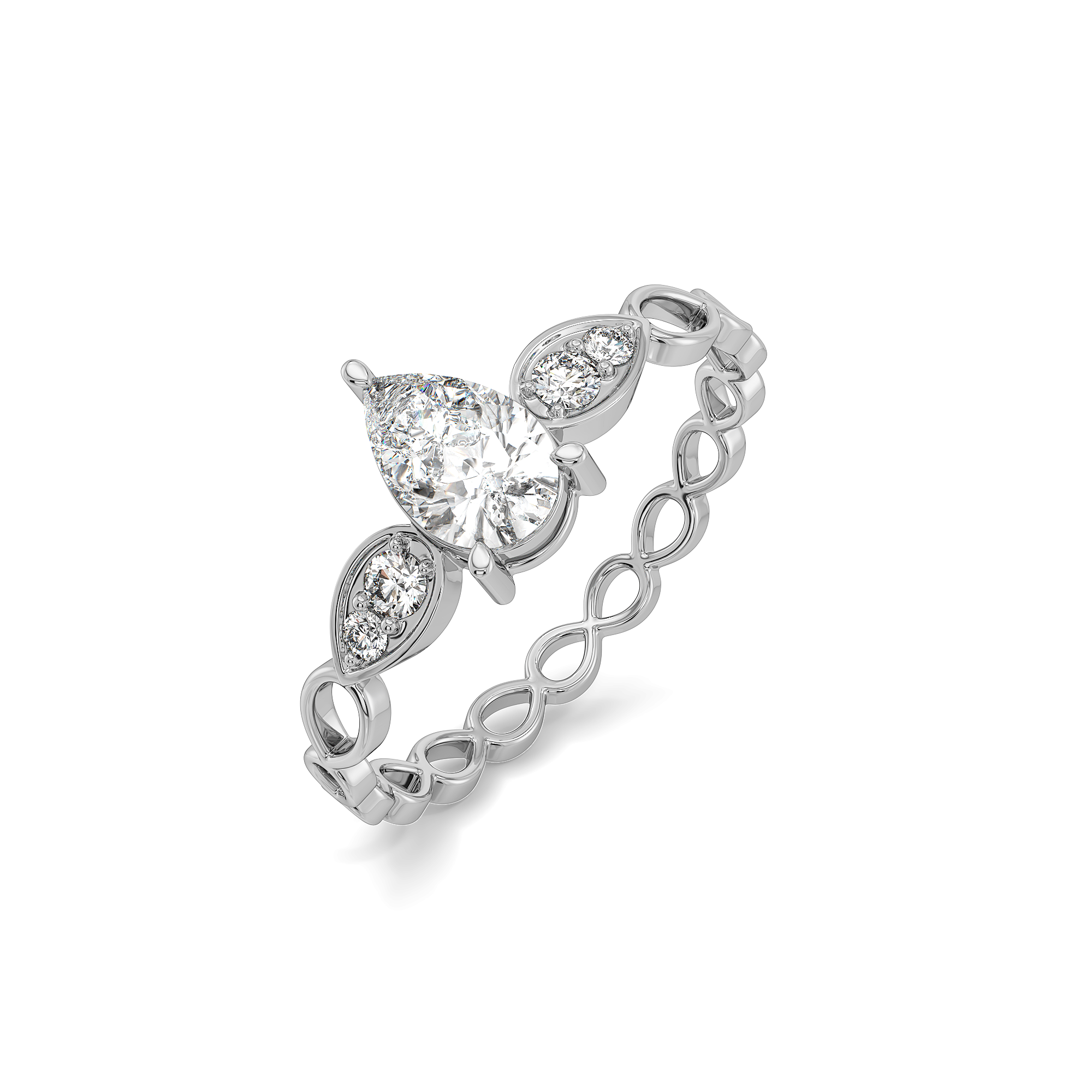 Sway in Pear - Pure Gold Lab Diamond Solitaire Ring Main image