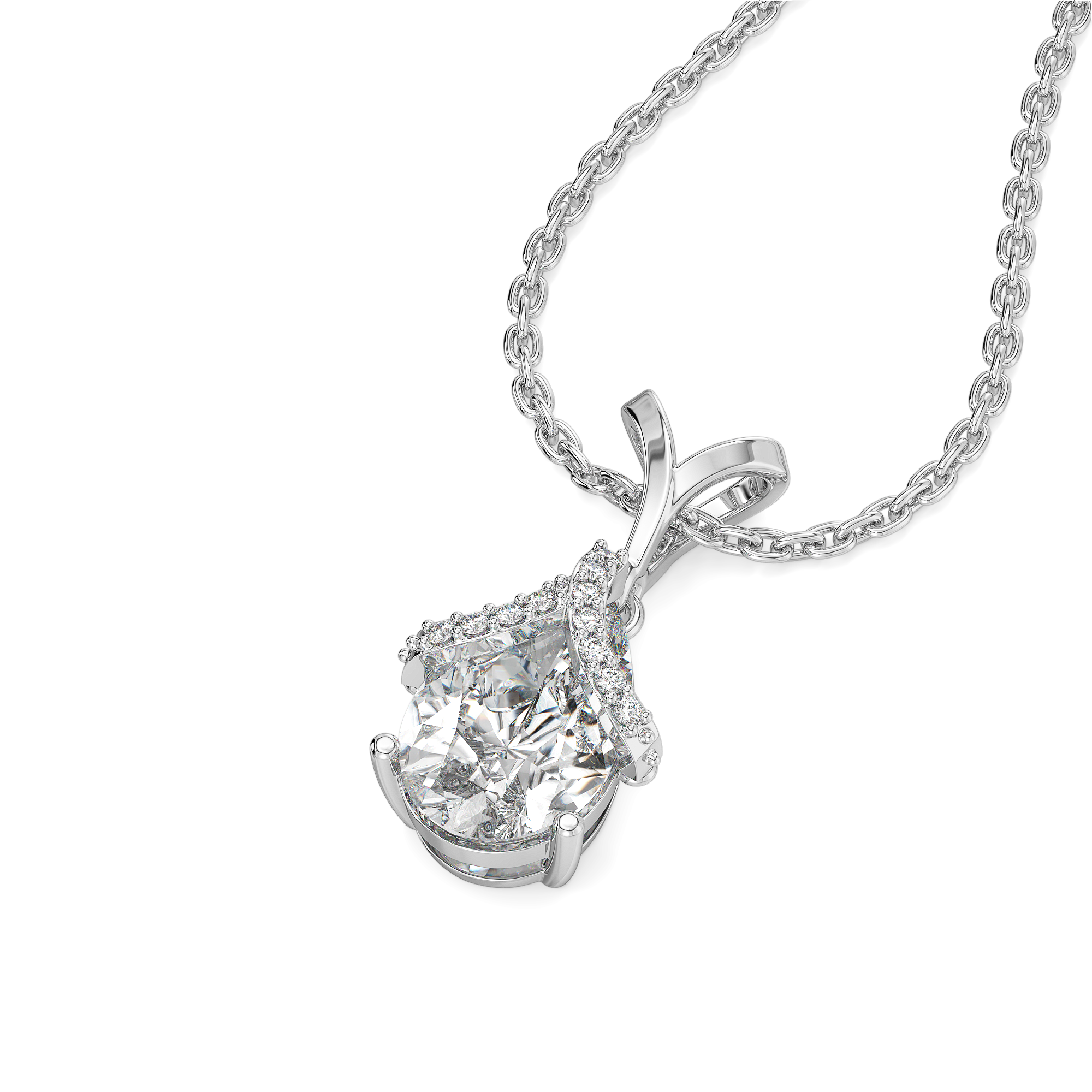 Overlaced in Pear - Pure Gold Lab Diamond Solitaire Pendant
