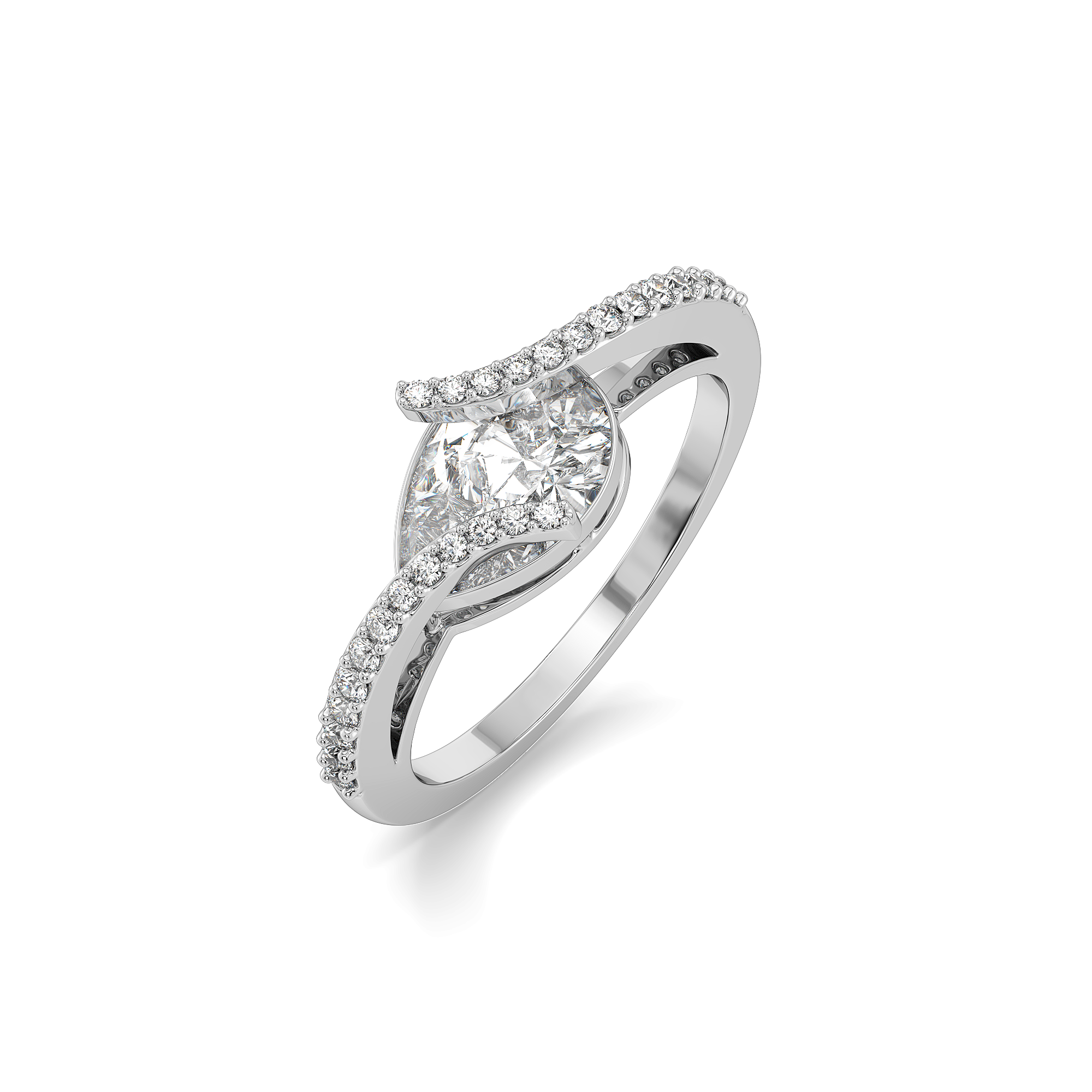 Overlaced in Pear - Pure Gold Lab Diamond Solitaire Ring Main image
