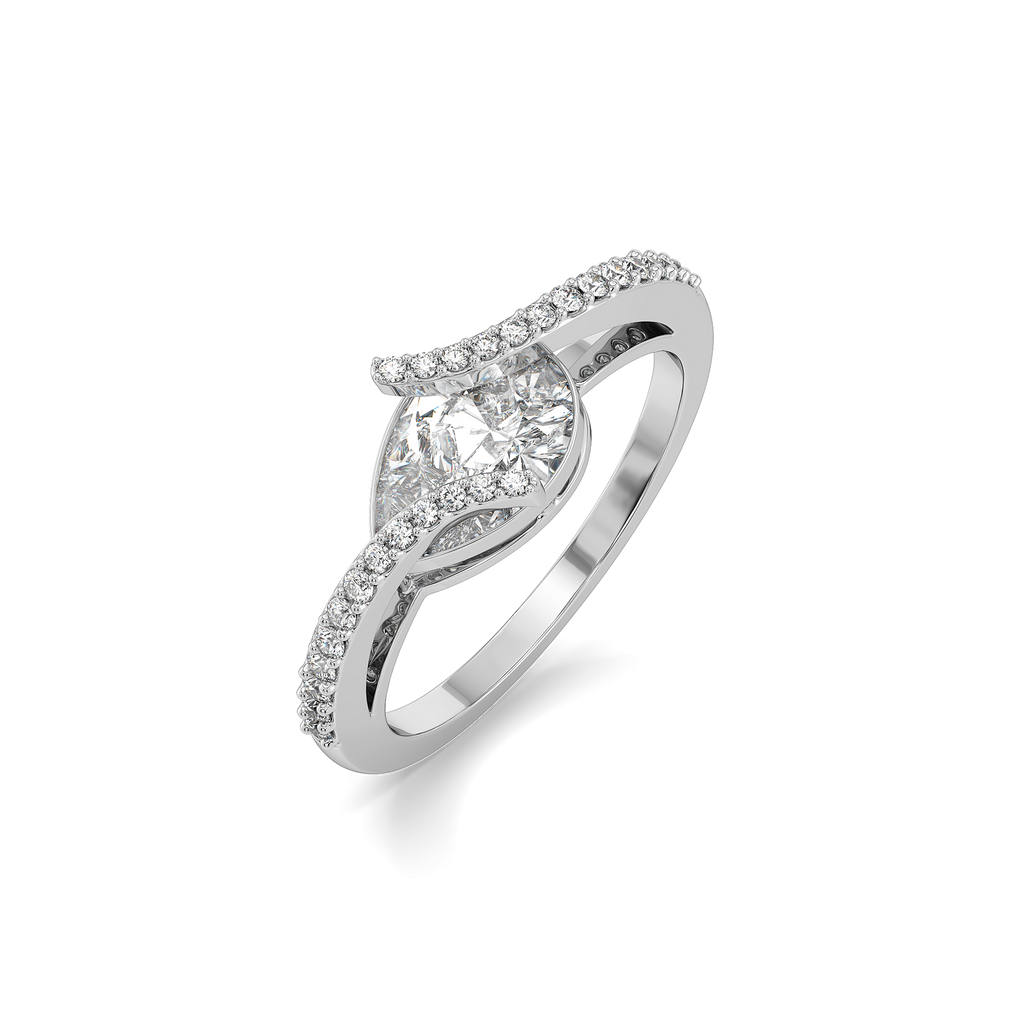Overlaced in Pear - Pure Gold Lab Diamond Solitaire Ring