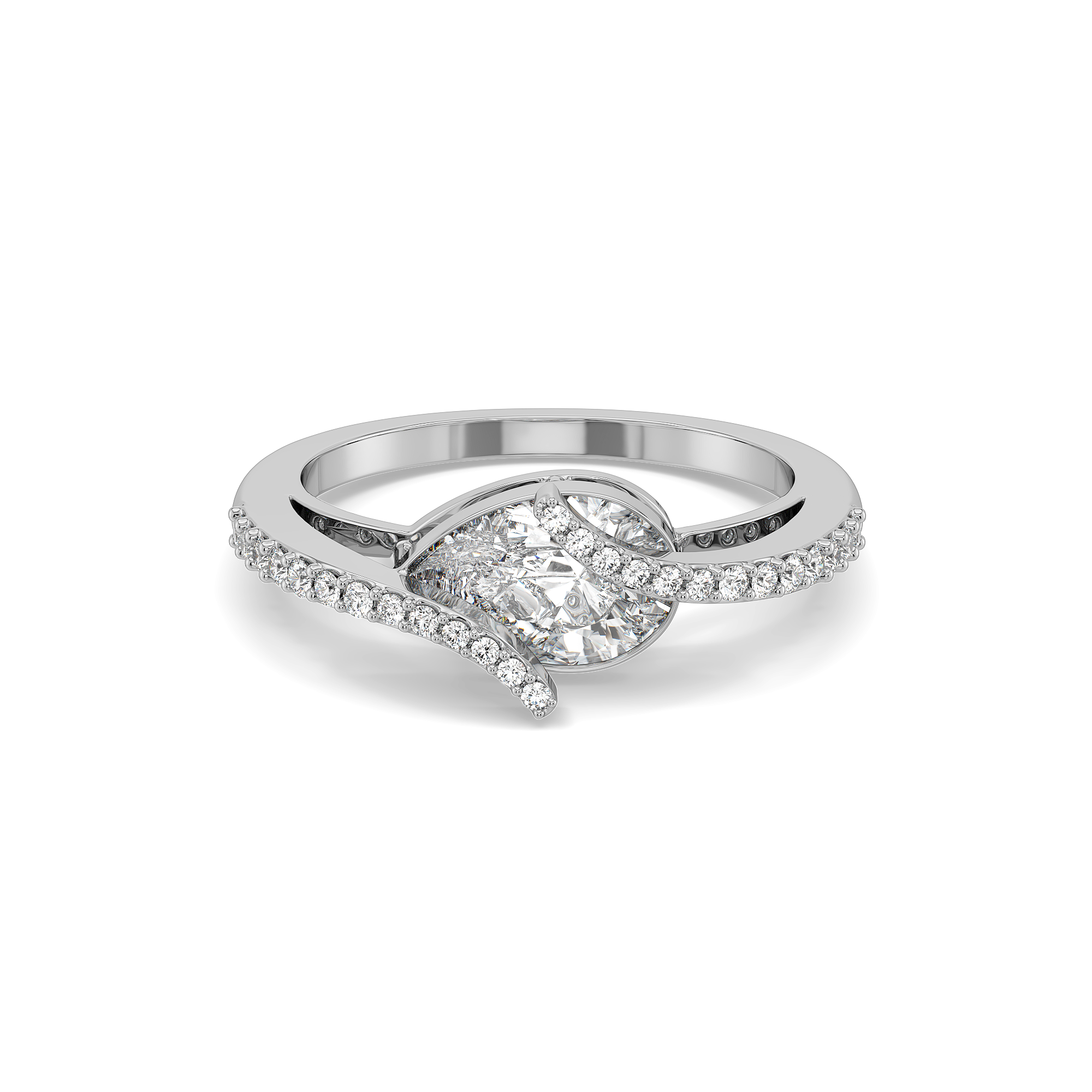 Overlaced in Pear - Pure Gold Lab Diamond Solitaire Ring Secondary image
