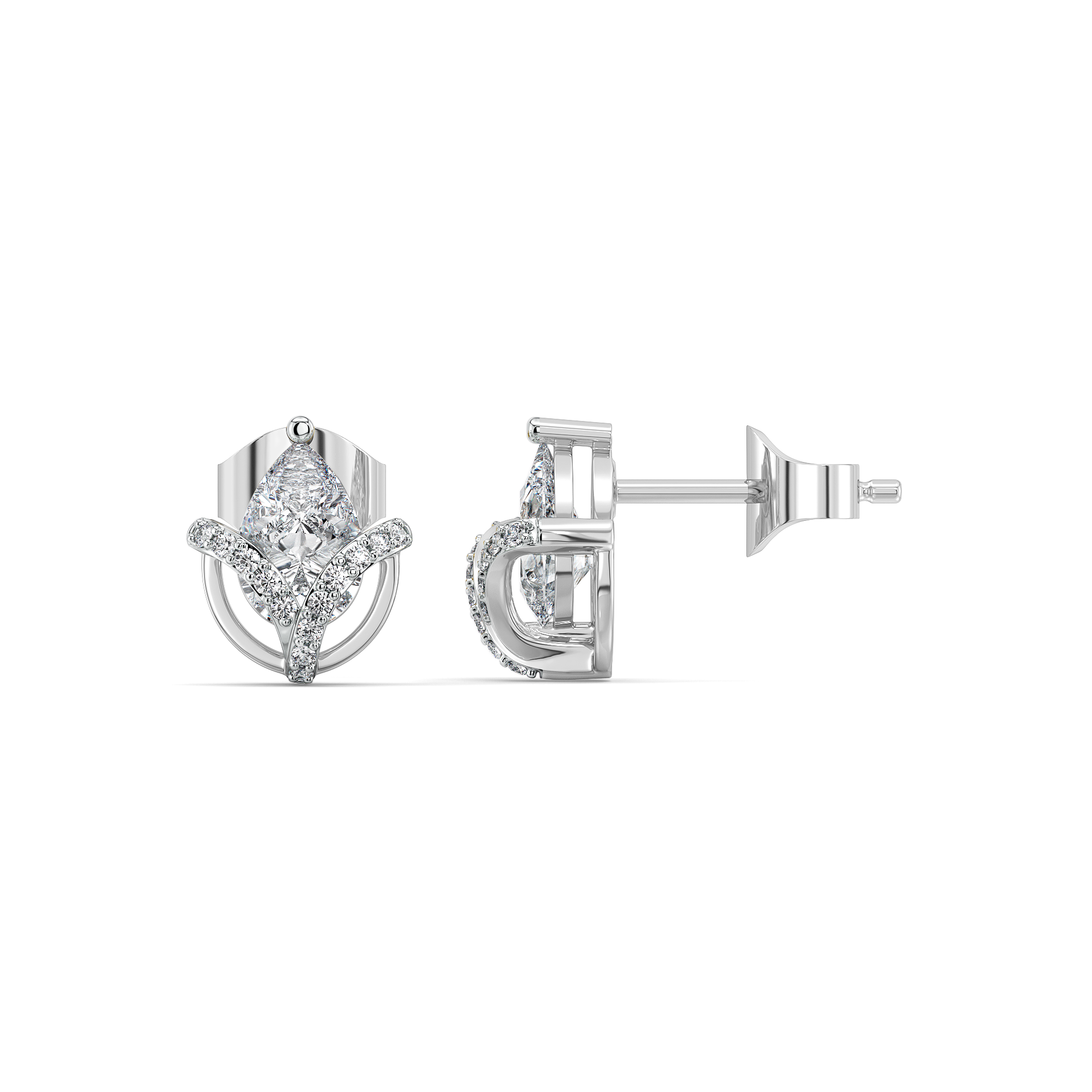 Overlaced in Pear - Pure Gold Lab Diamond Solitaire Earrings