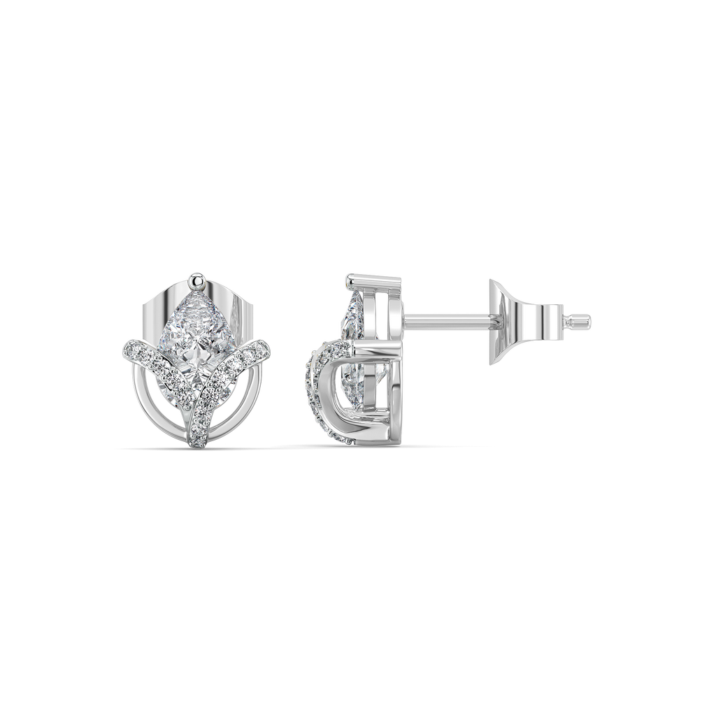 Overlaced in Pear - Pure Gold Lab Diamond Solitaire Earrings