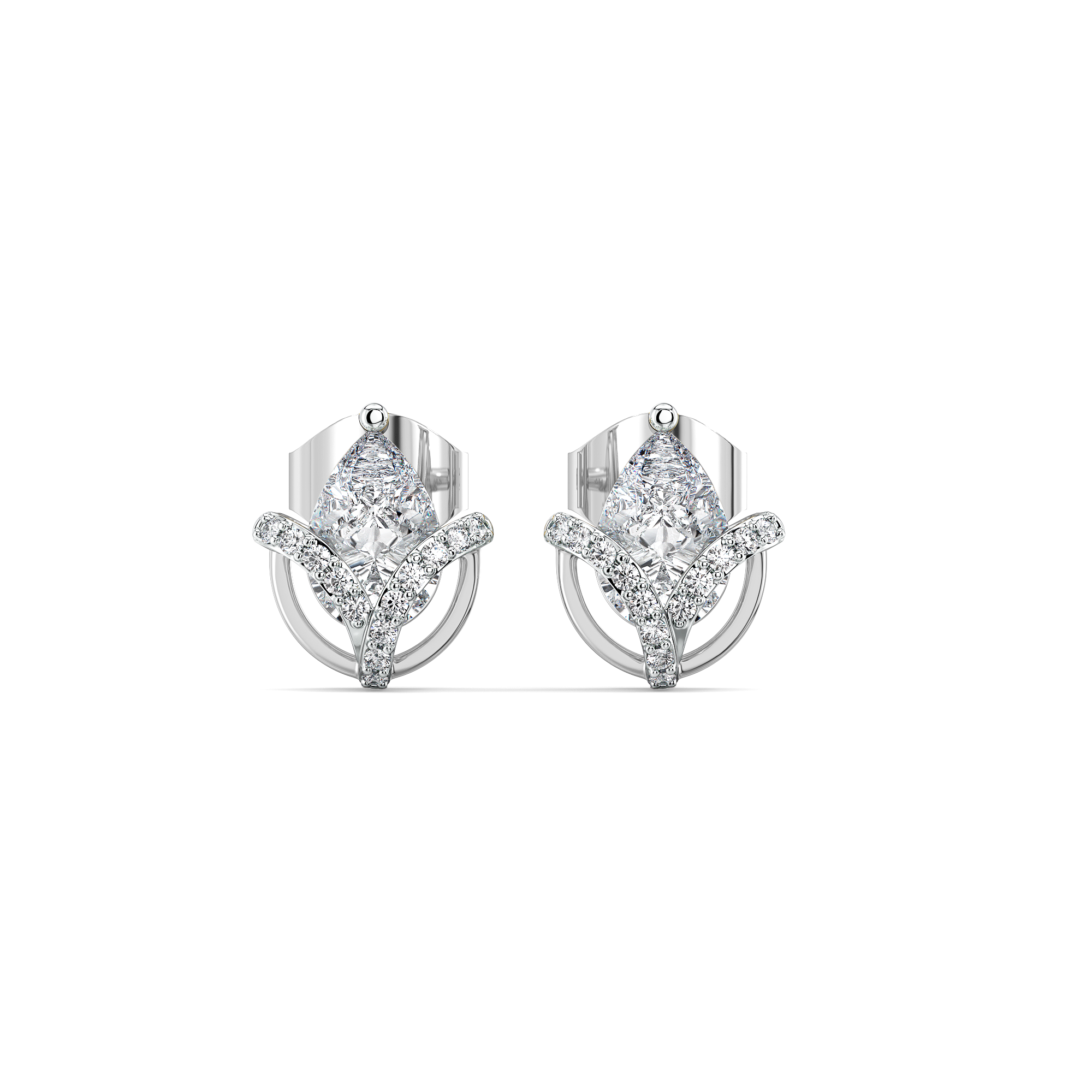 Overlaced in Pear - Pure Gold Lab Diamond Solitaire Earrings Secondary image