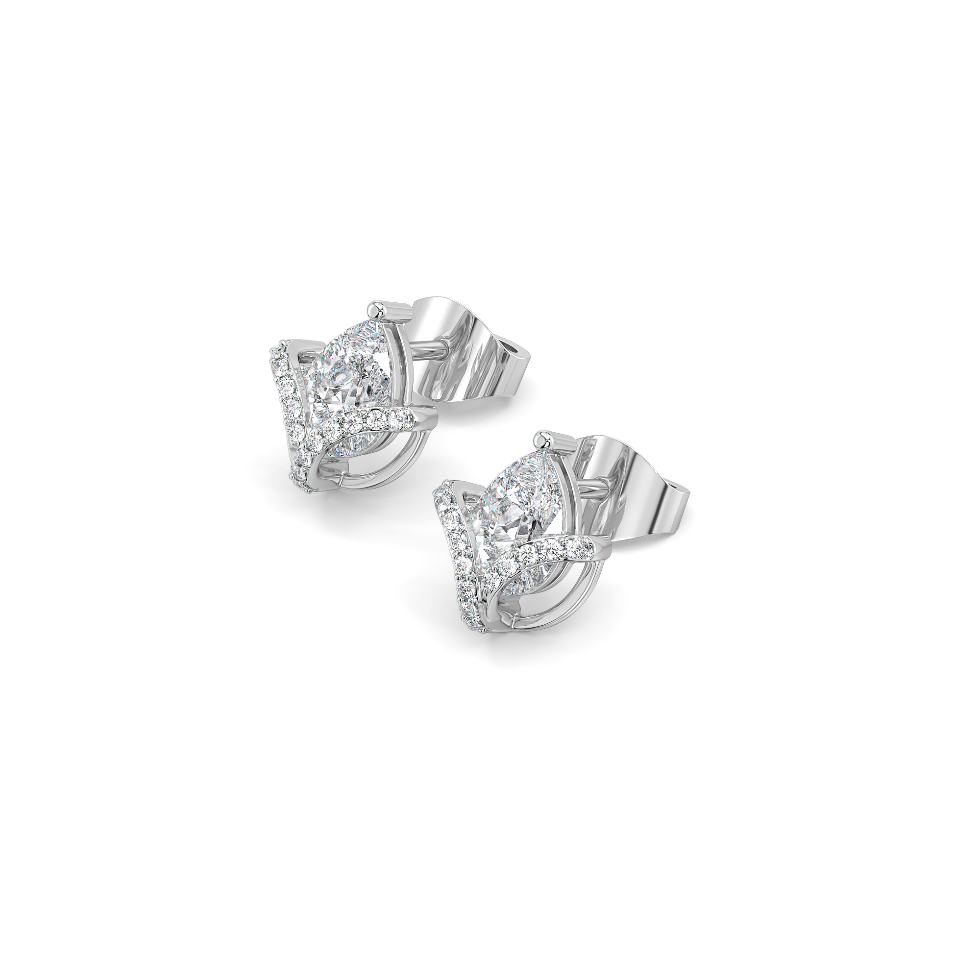 Overlaced in Pear - Pure Gold Lab Diamond Solitaire Earrings Main image