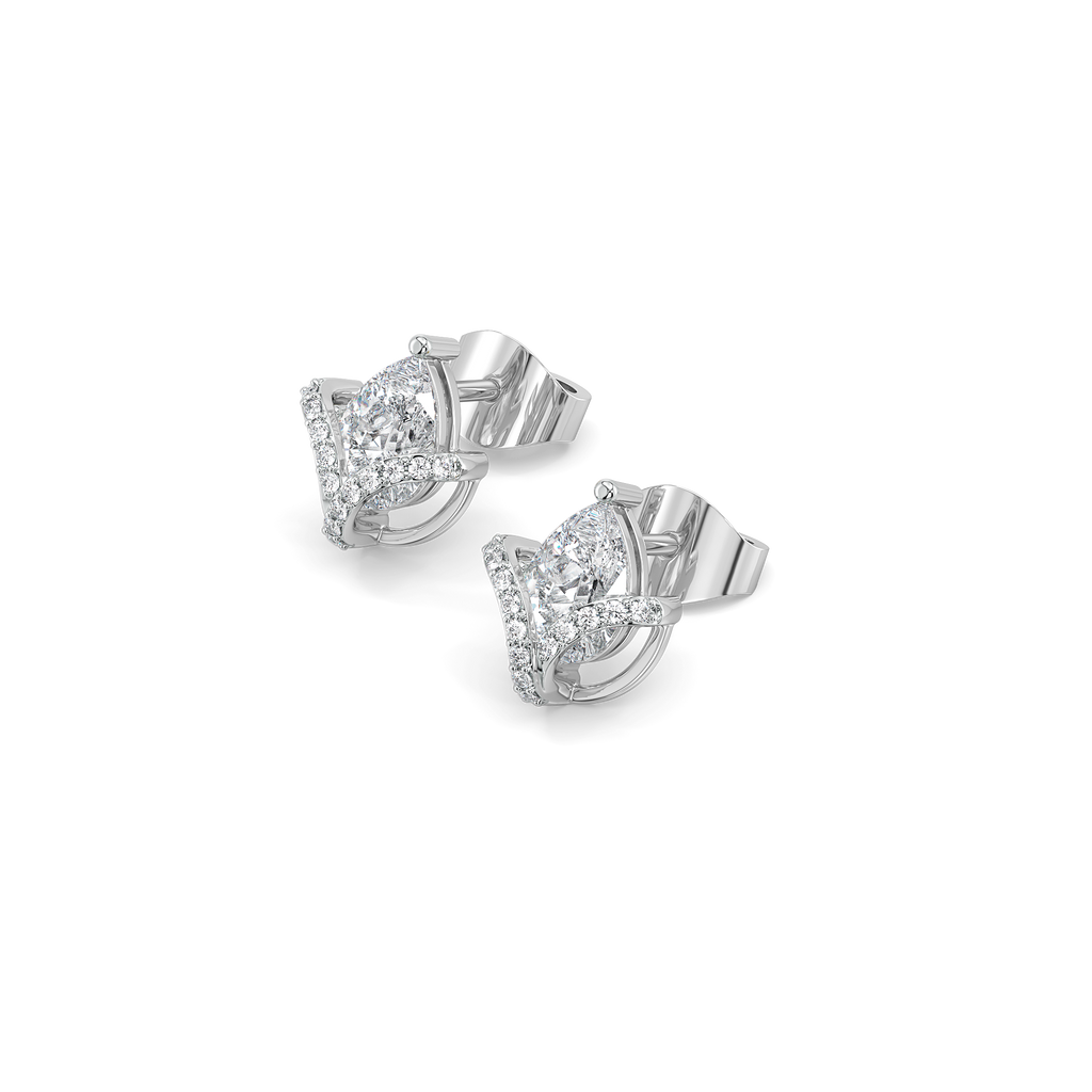 Overlaced in Pear - Pure Gold Lab Diamond Solitaire Earrings