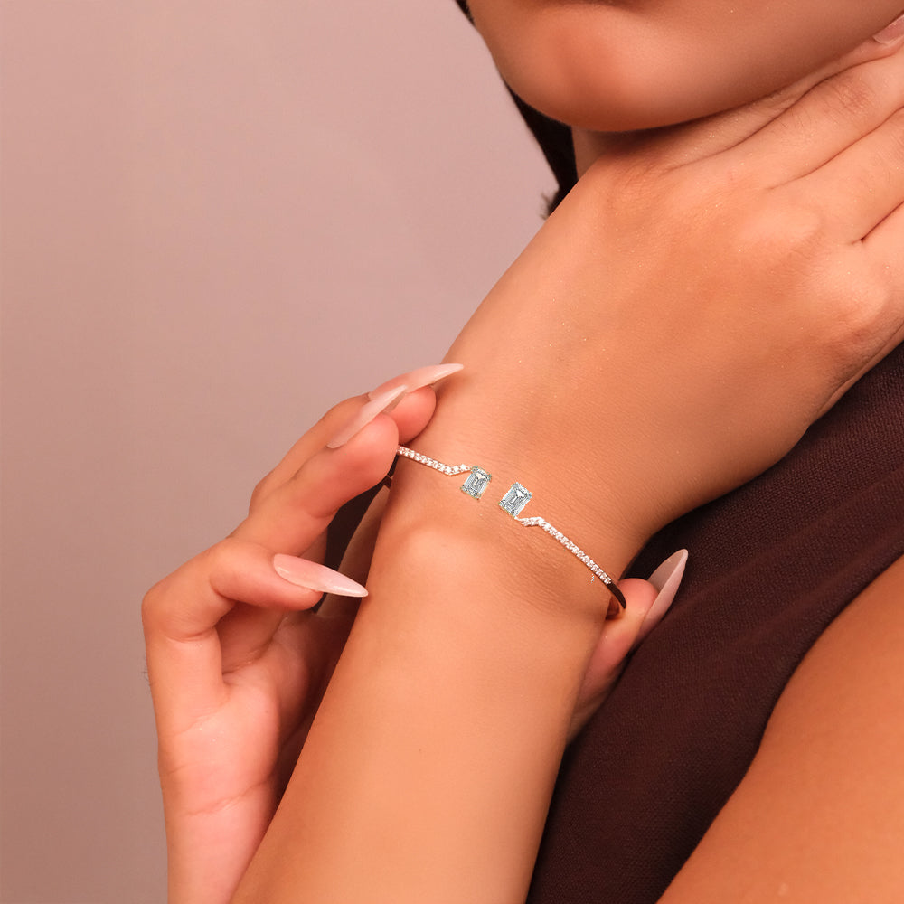 Forever Emerald - Pure Gold Lab Diamond Solitaire Bangle Secondary image