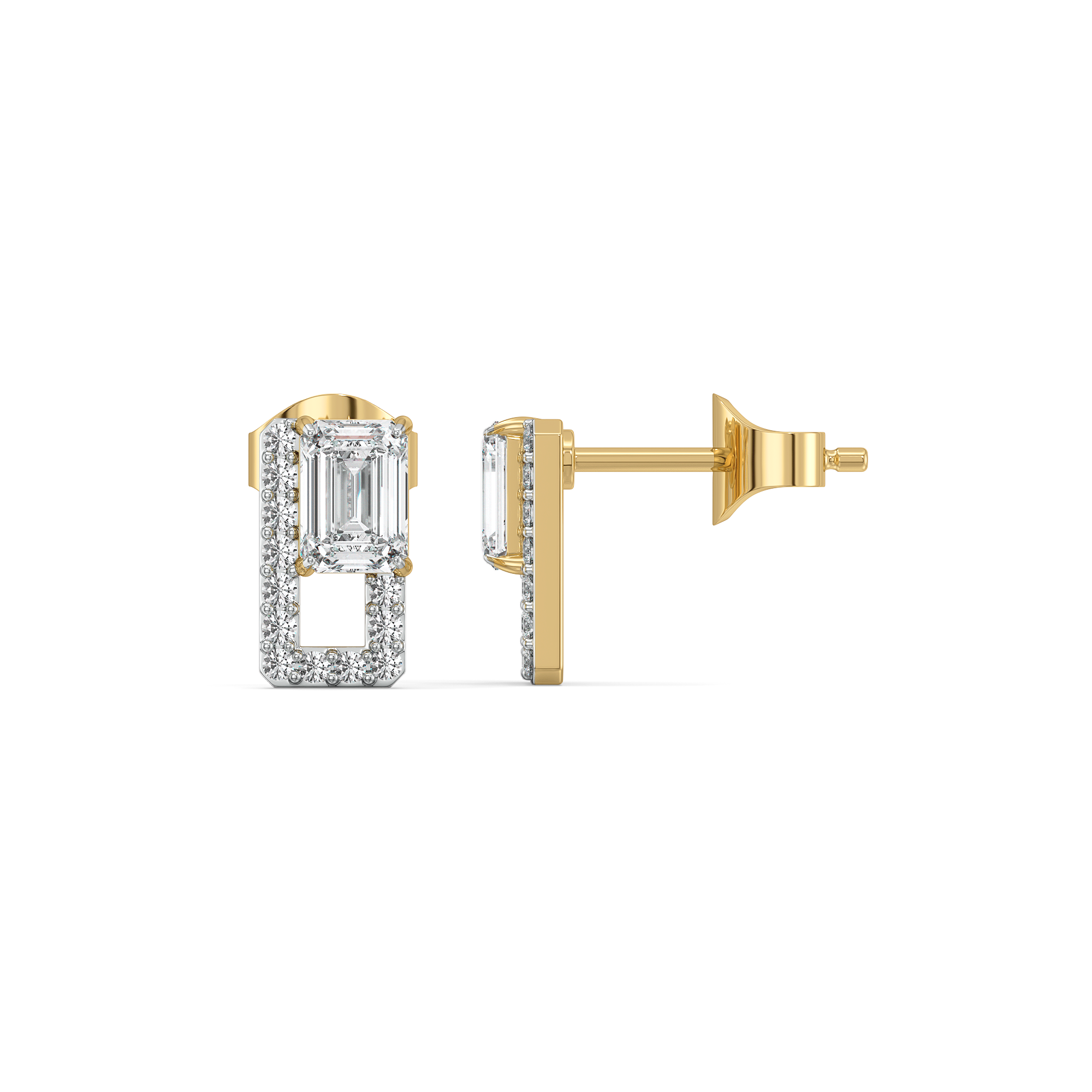 Forever Emerald - Pure Gold Lab Diamond Solitaire Earrings