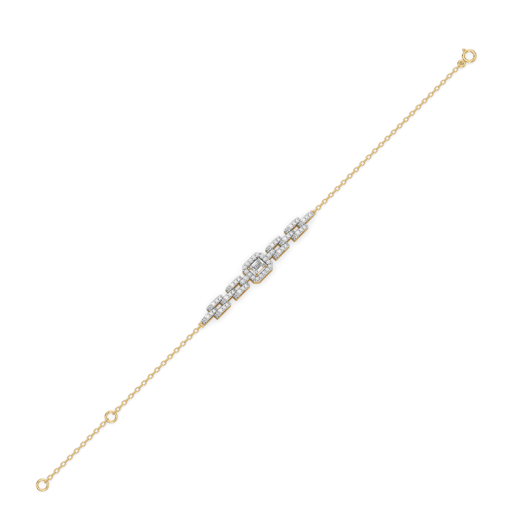 Lady in Emerald - Pure Gold Lab Diamond Solitaire Bracelet