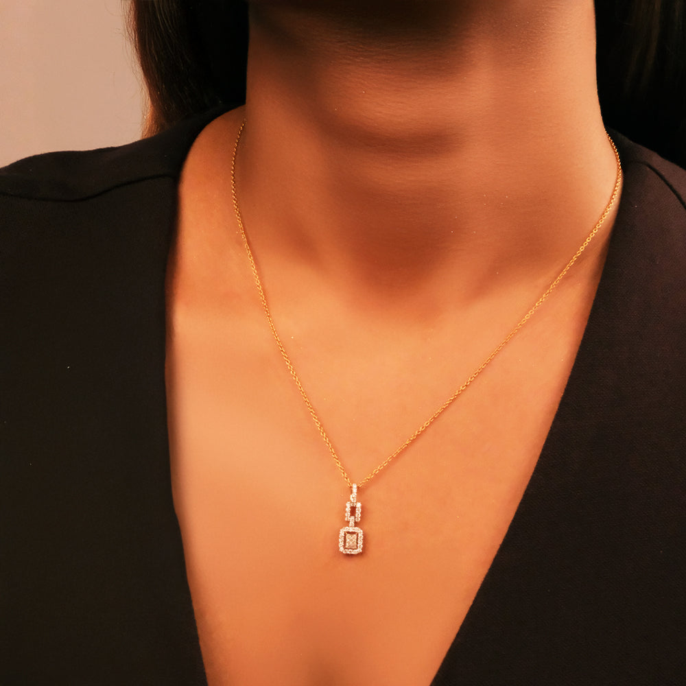 Lady in Emerald - Pure Gold Lab Diamond Solitaire Pendant Secondary image