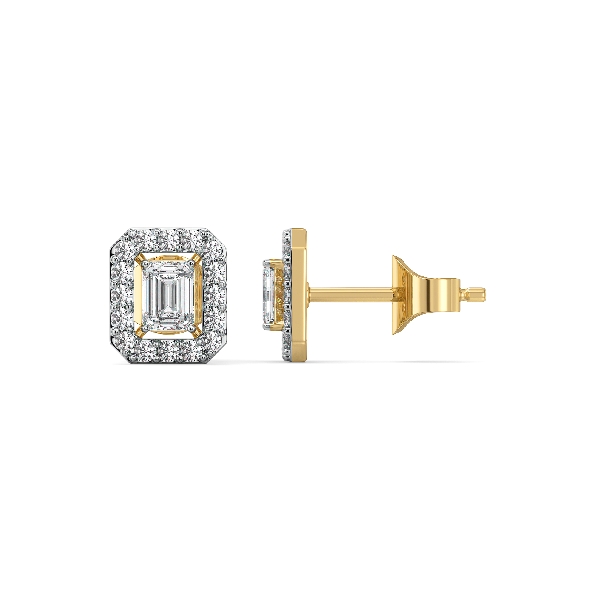 Lady in Emerald - Pure Gold Lab Diamond Solitaire Earrings