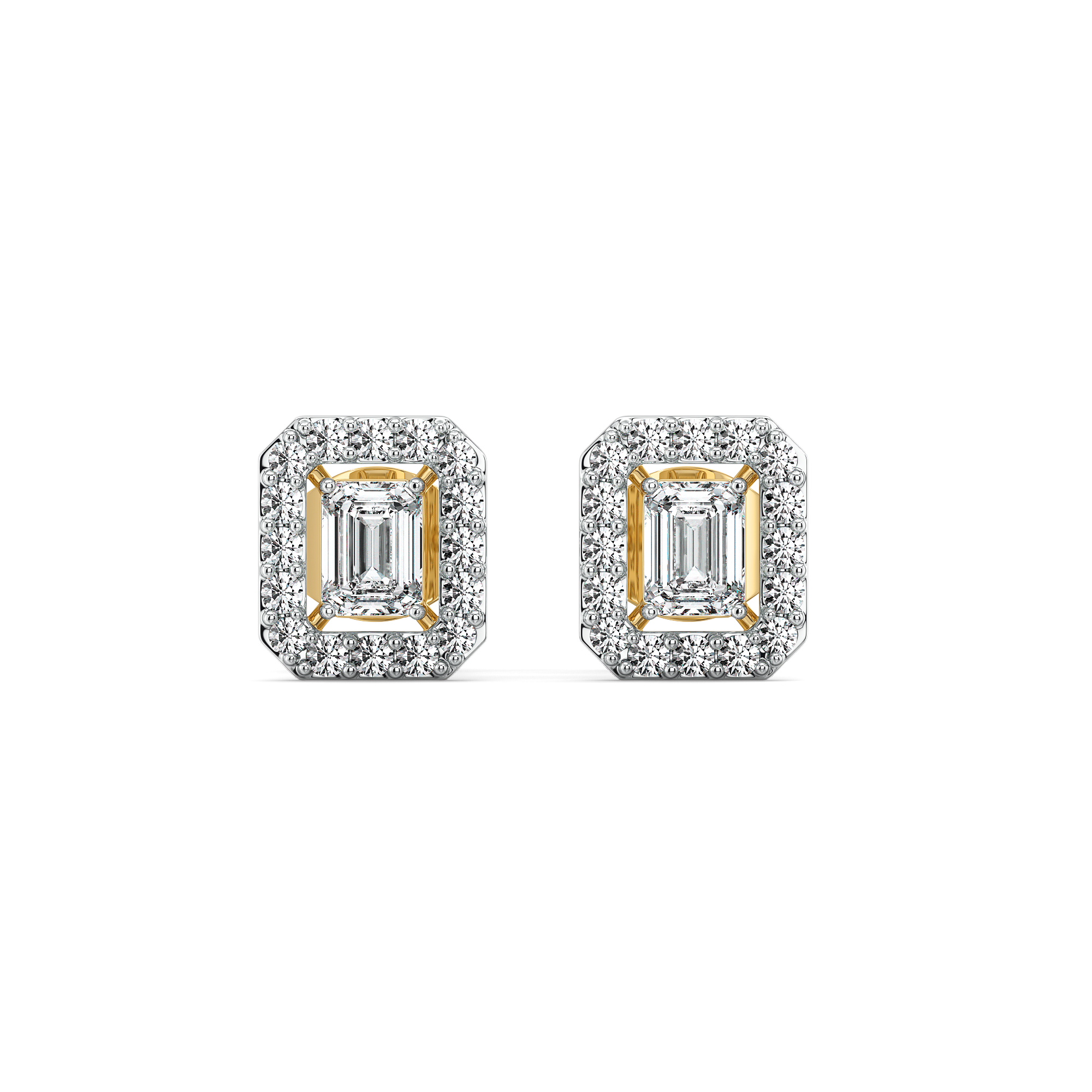 Lady in Emerald - Pure Gold Lab Diamond Solitaire Earrings