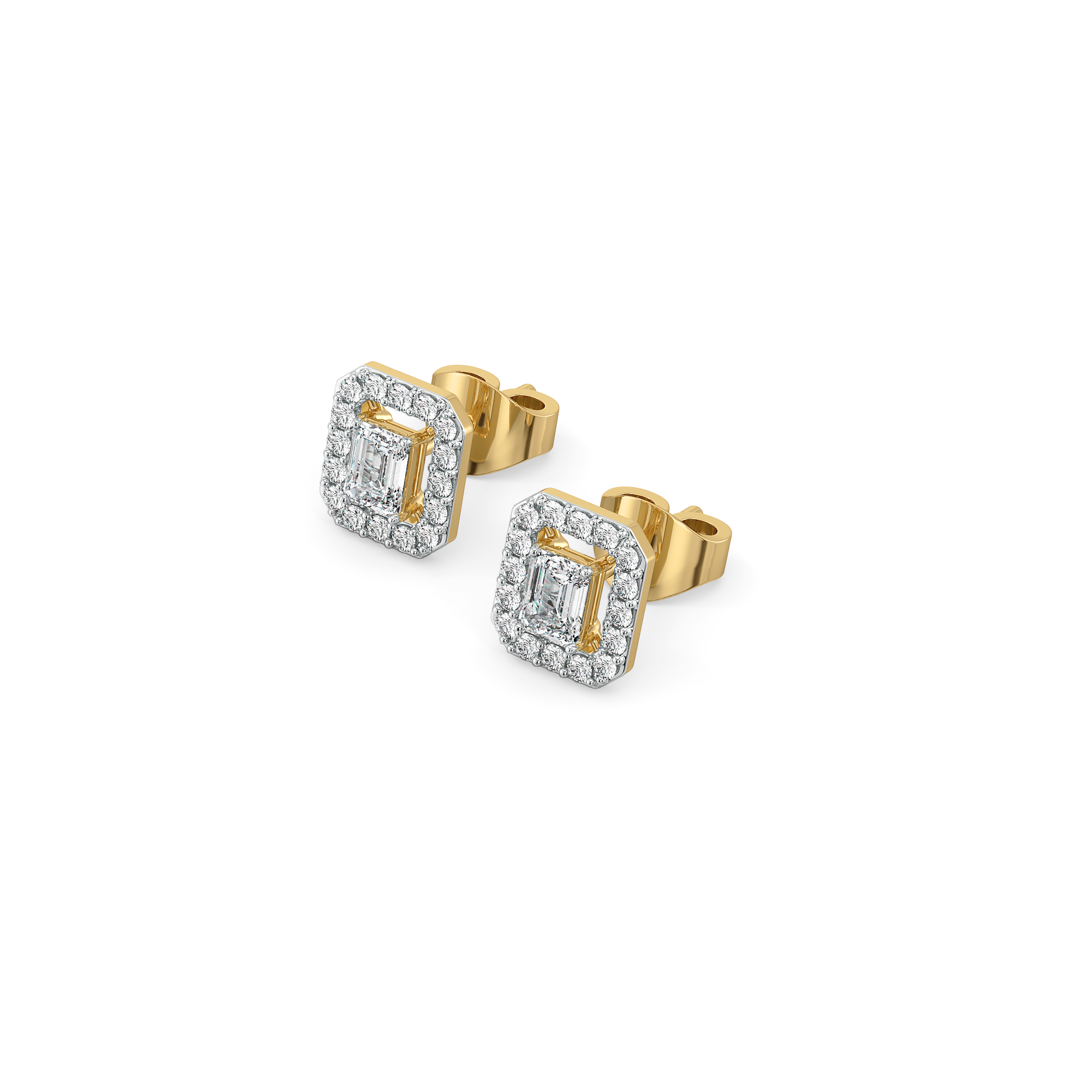 Lady in Emerald - Pure Gold Lab Diamond Solitaire Earrings Main image
