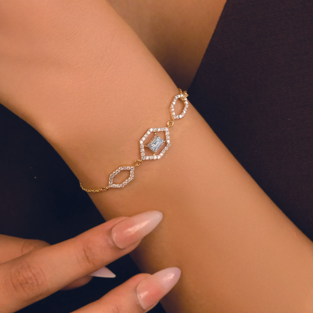 Rhythm of Emerald - Pure Gold Lab Diamond Solitaire Bracelet Secondary image