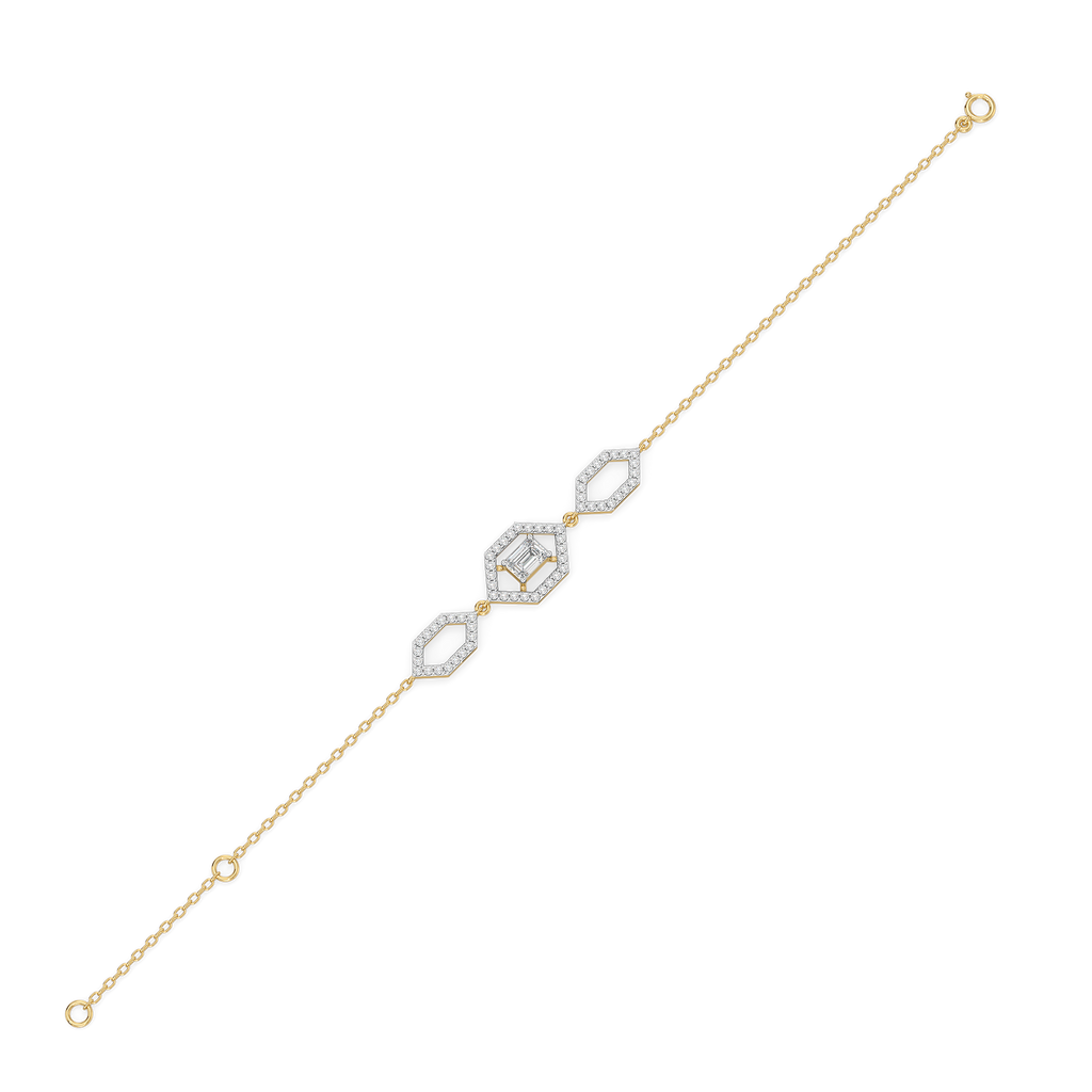 Rhythm of Emerald - Pure Gold Lab Diamond Solitaire Bracelet
