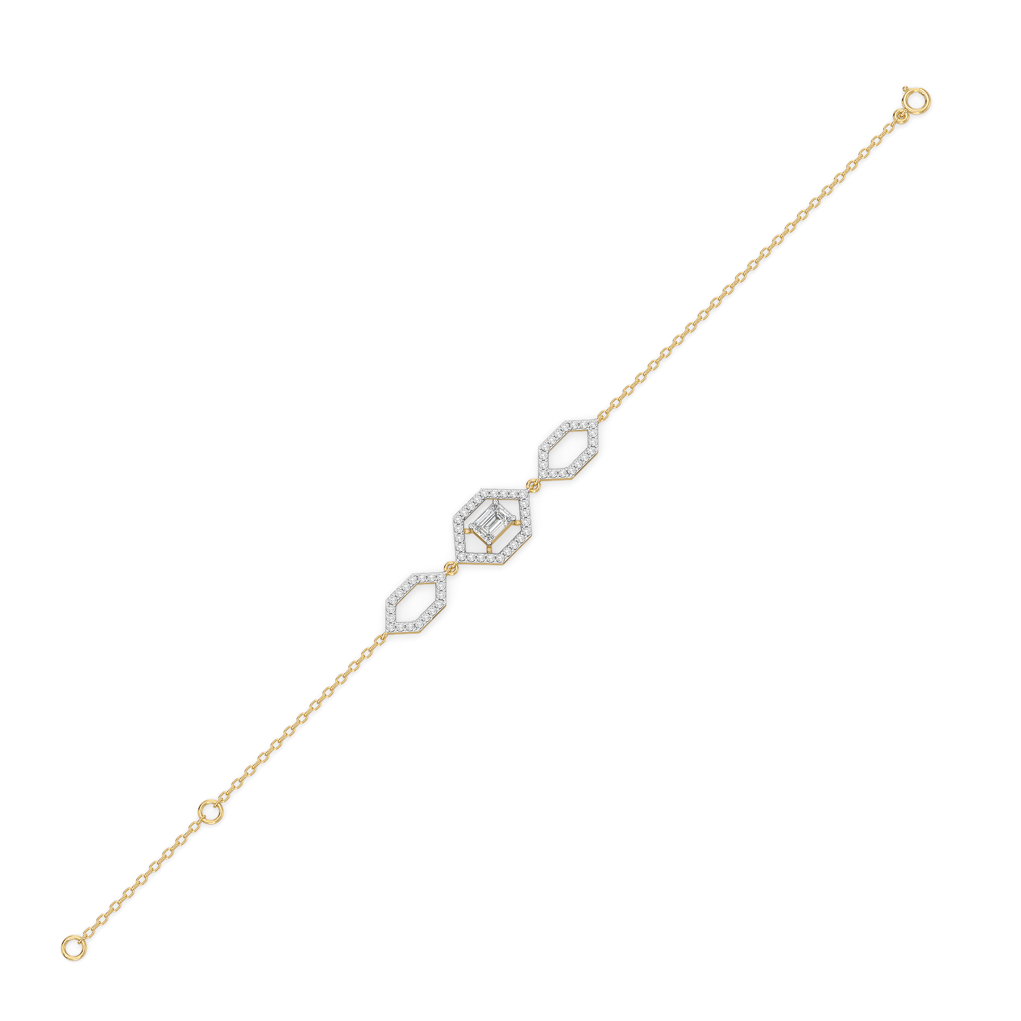 Rhythm of Emerald - Pure Gold Lab Diamond Solitaire Bracelet