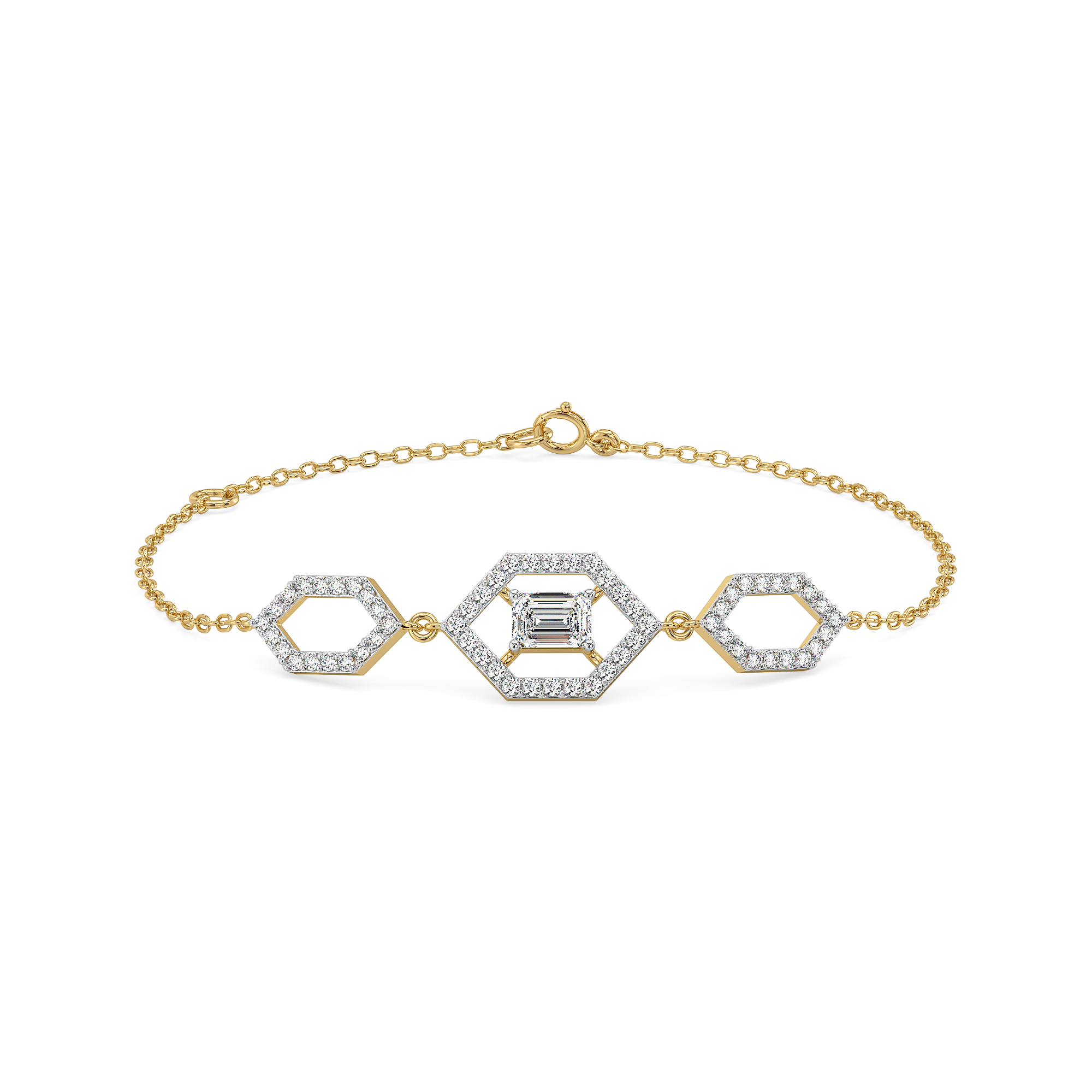 Rhythm of Emerald - Pure Gold Lab Diamond Solitaire Bracelet