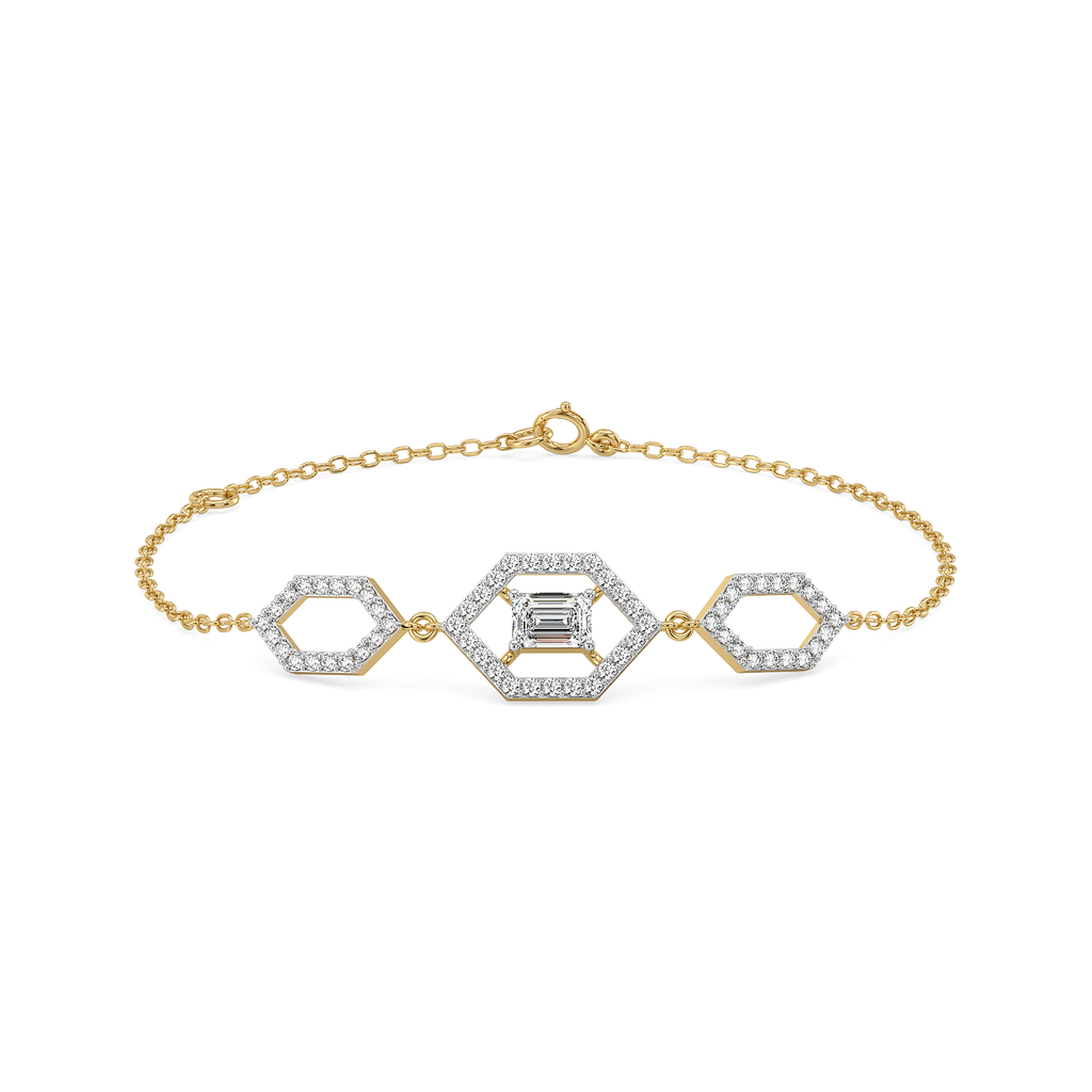 Rhythm of Emerald - Pure Gold Lab Diamond Solitaire Bracelet