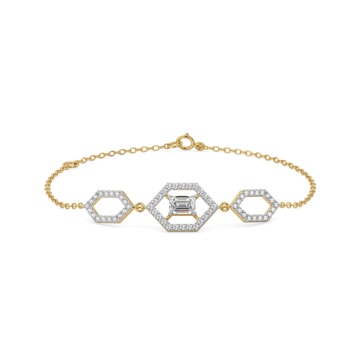 Rhythm of Emerald - Pure Gold Lab Diamond Solitaire Bracelet