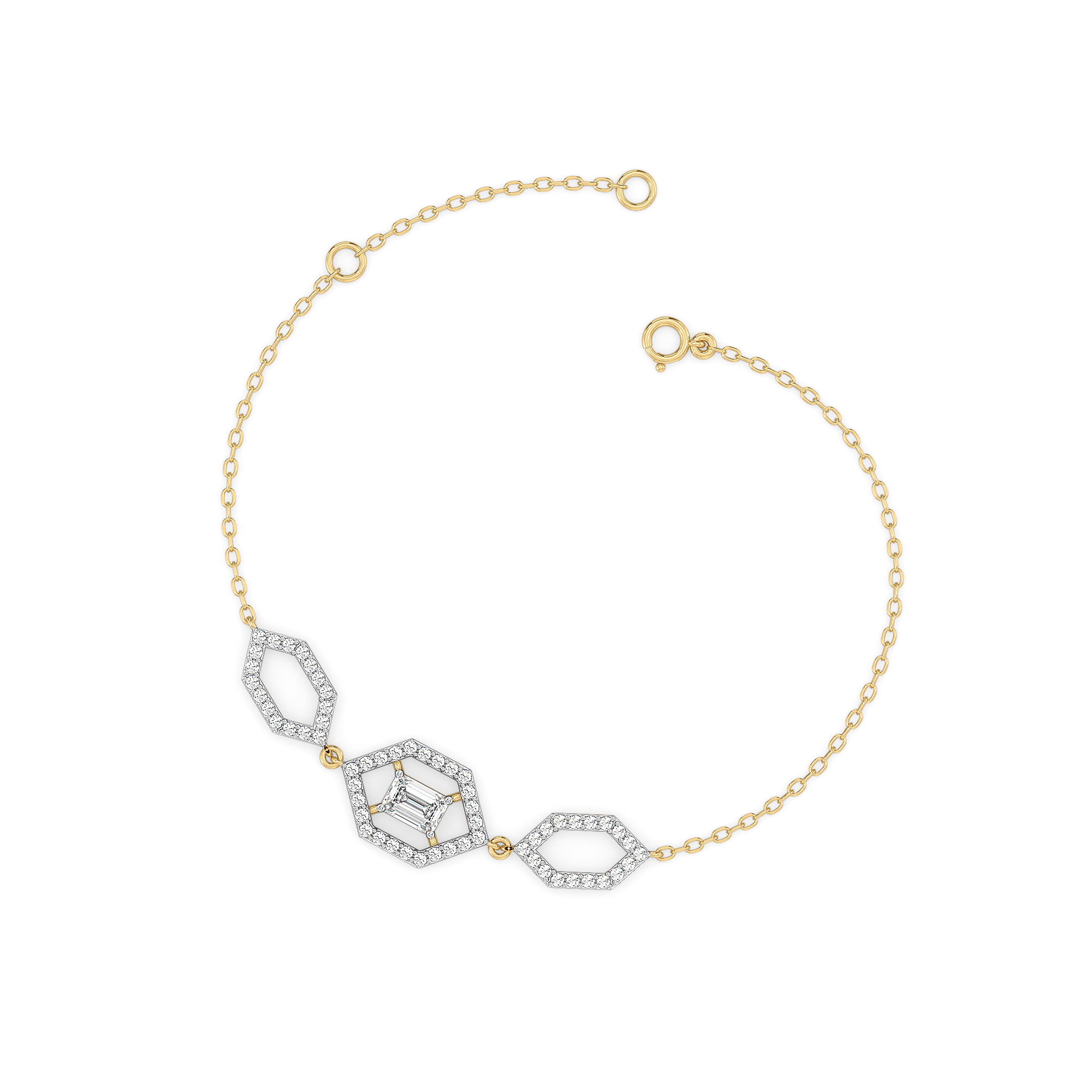 Rhythm of Emerald - Pure Gold Lab Diamond Solitaire Bracelet
