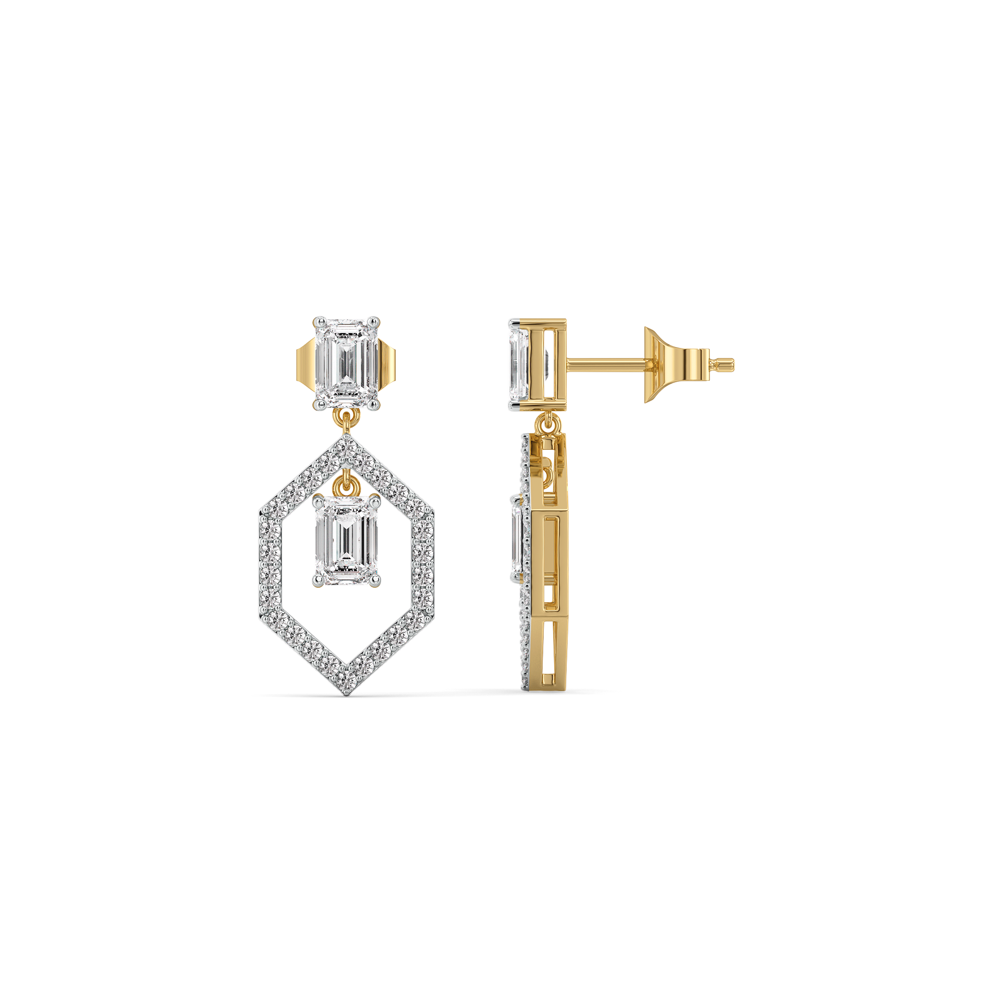 Rhythm of Emerald - Pure Gold Lab Diamond Solitaire Earrings