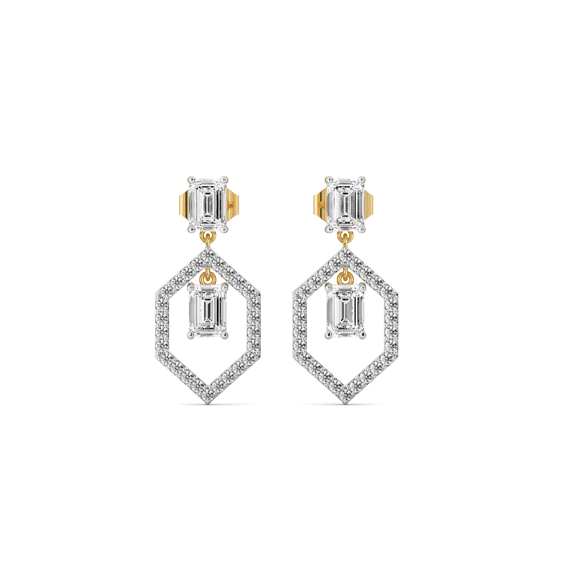 Rhythm of Emerald - Pure Gold Lab Diamond Solitaire Earrings Secondary image