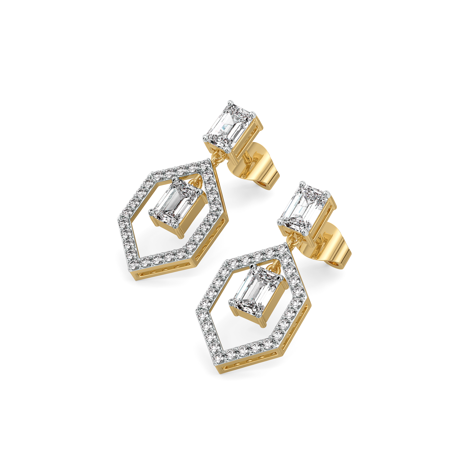 Rhythm of Emerald - Pure Gold Lab Diamond Solitaire Earrings