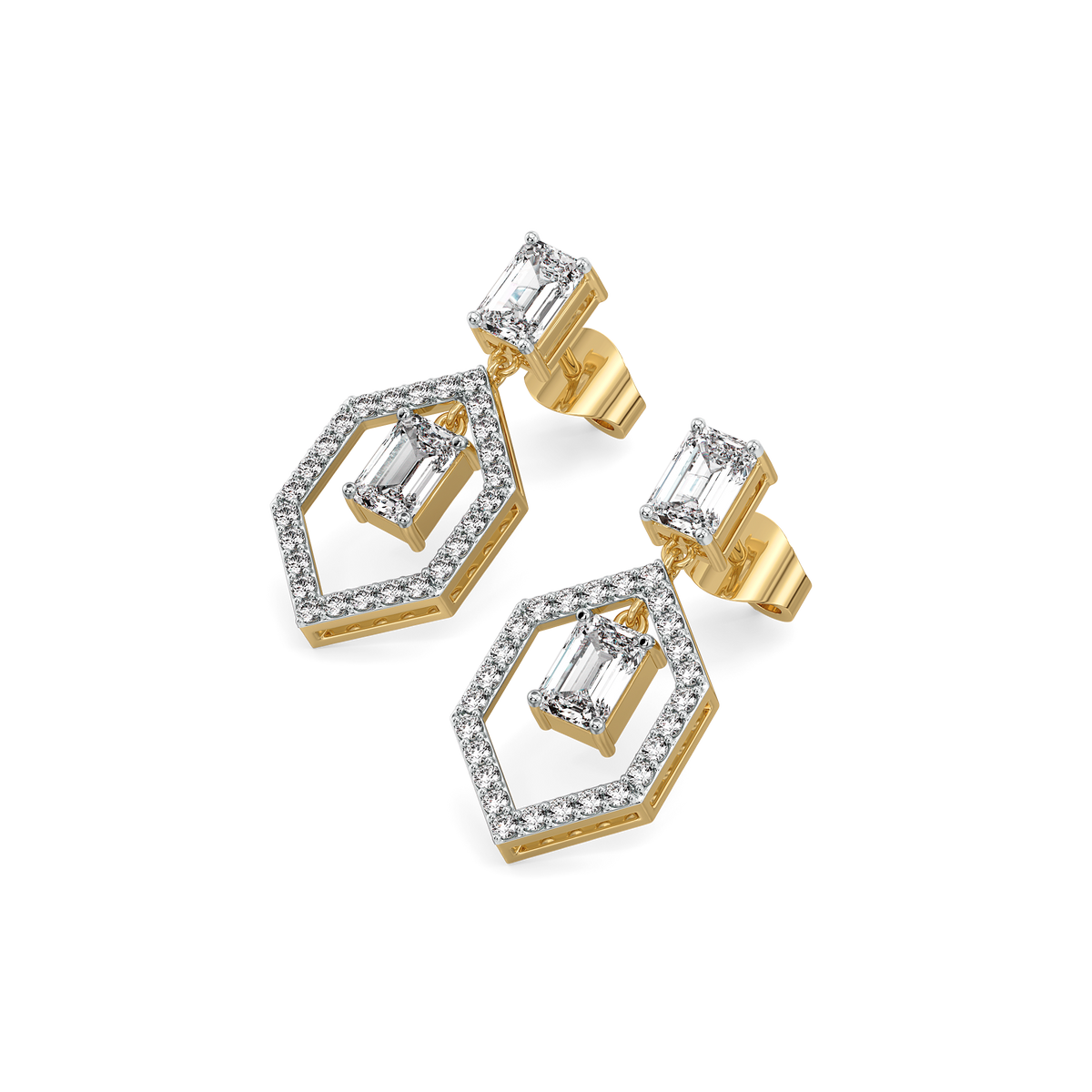 Rhythm of Emerald - Pure Gold Lab Diamond Solitaire Earrings