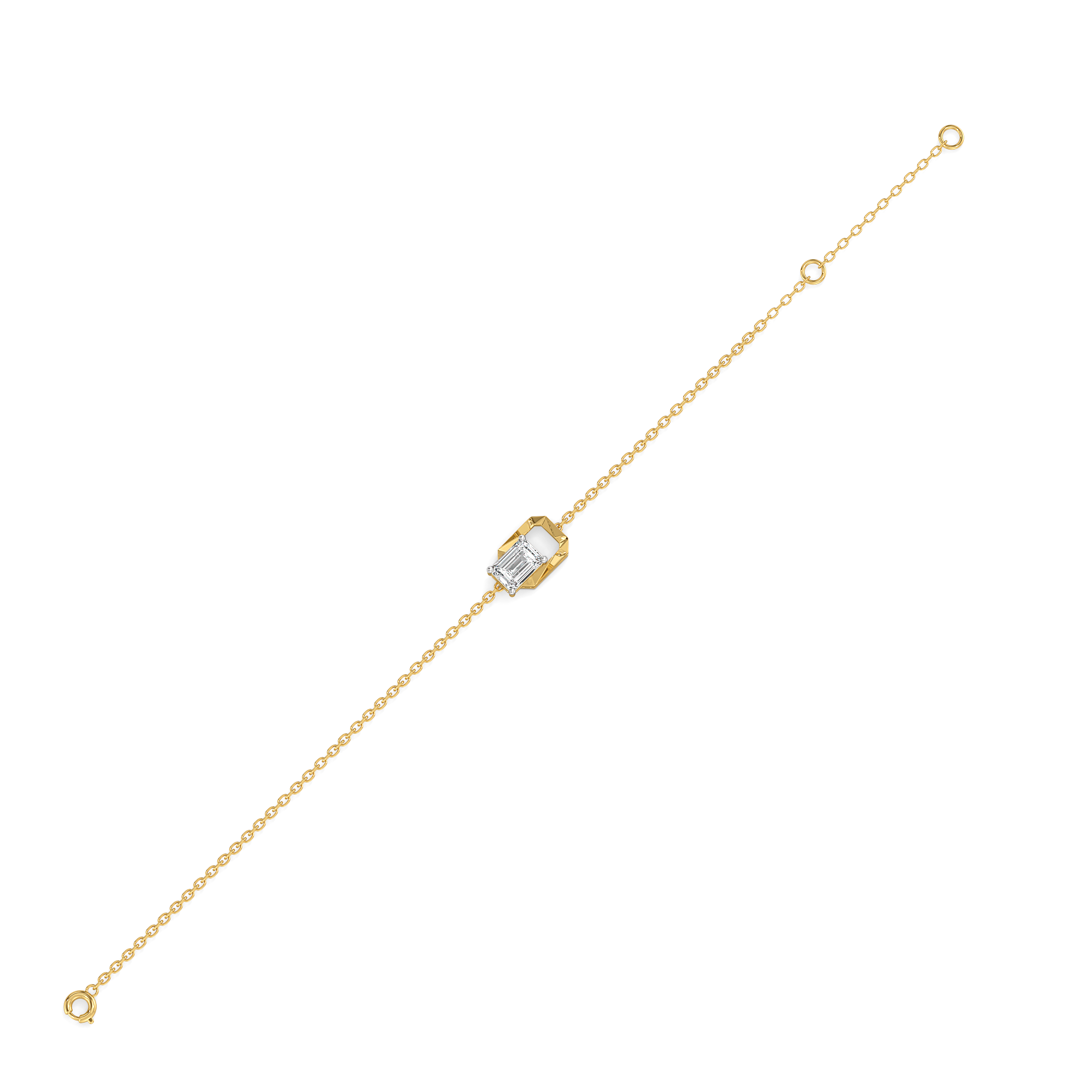Striking Emerald - Pure Gold Lab Diamond Solitaire Bracelet