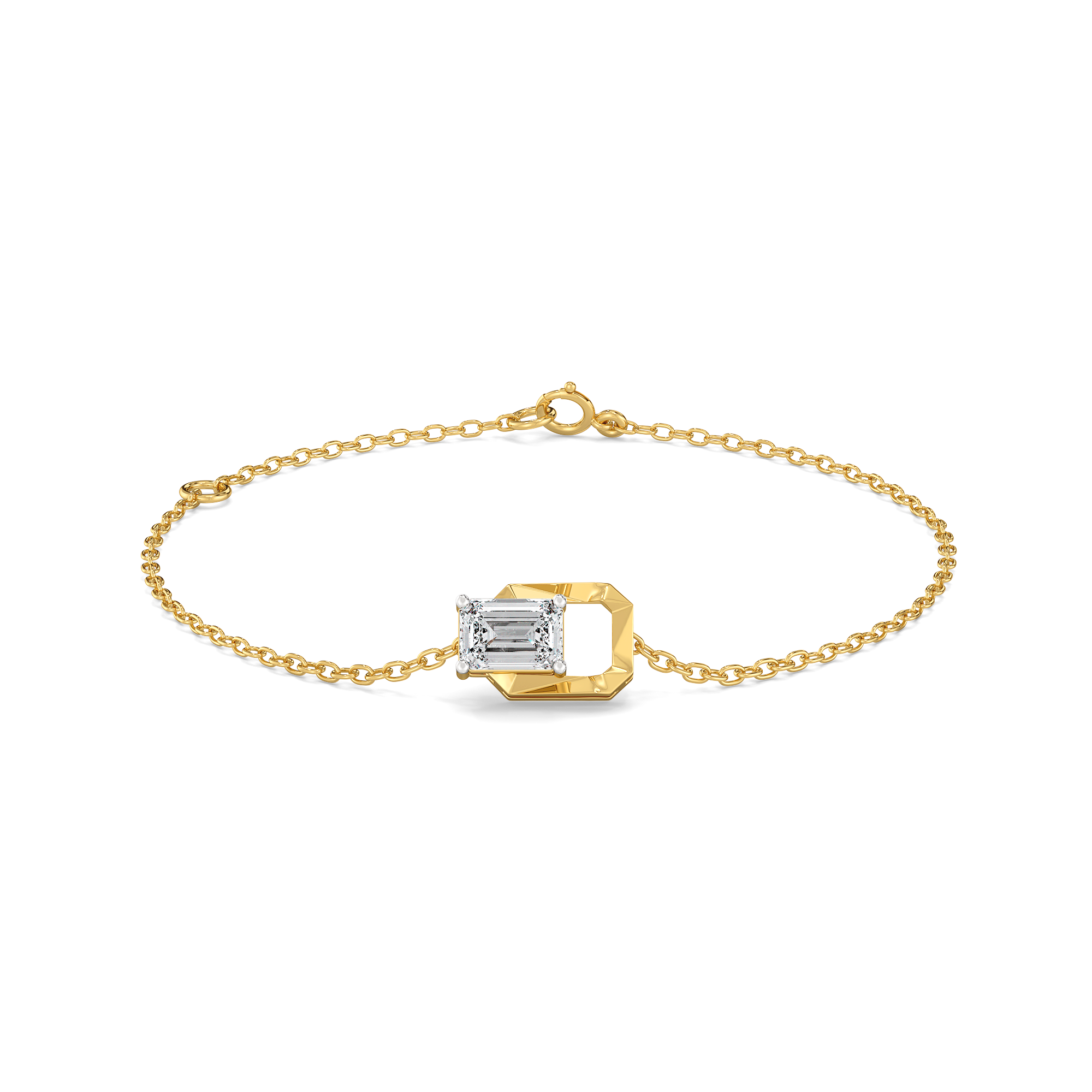 Striking Emerald - Pure Gold Lab Diamond Solitaire Bracelet