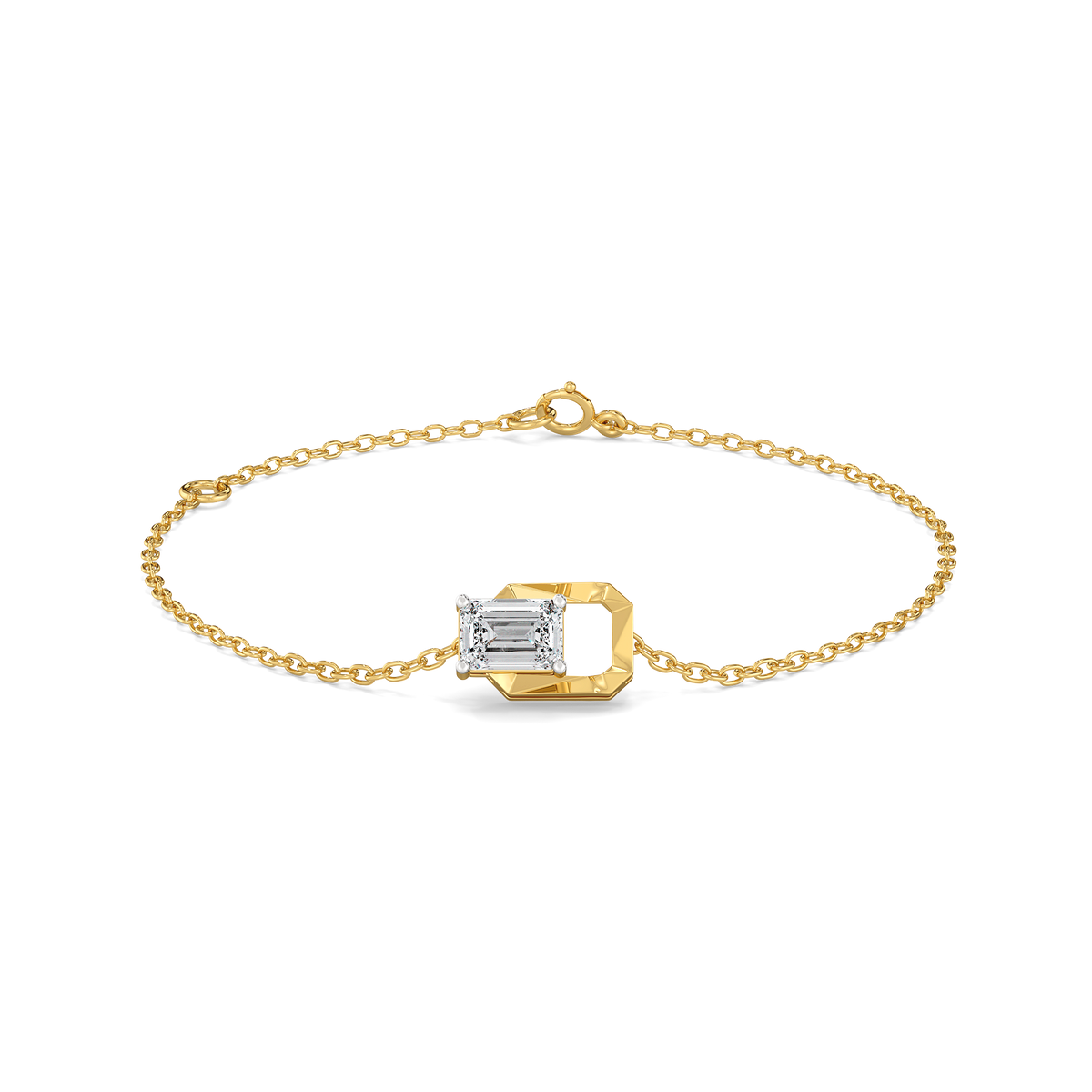 Striking Emerald - Pure Gold Lab Diamond Solitaire Bracelet
