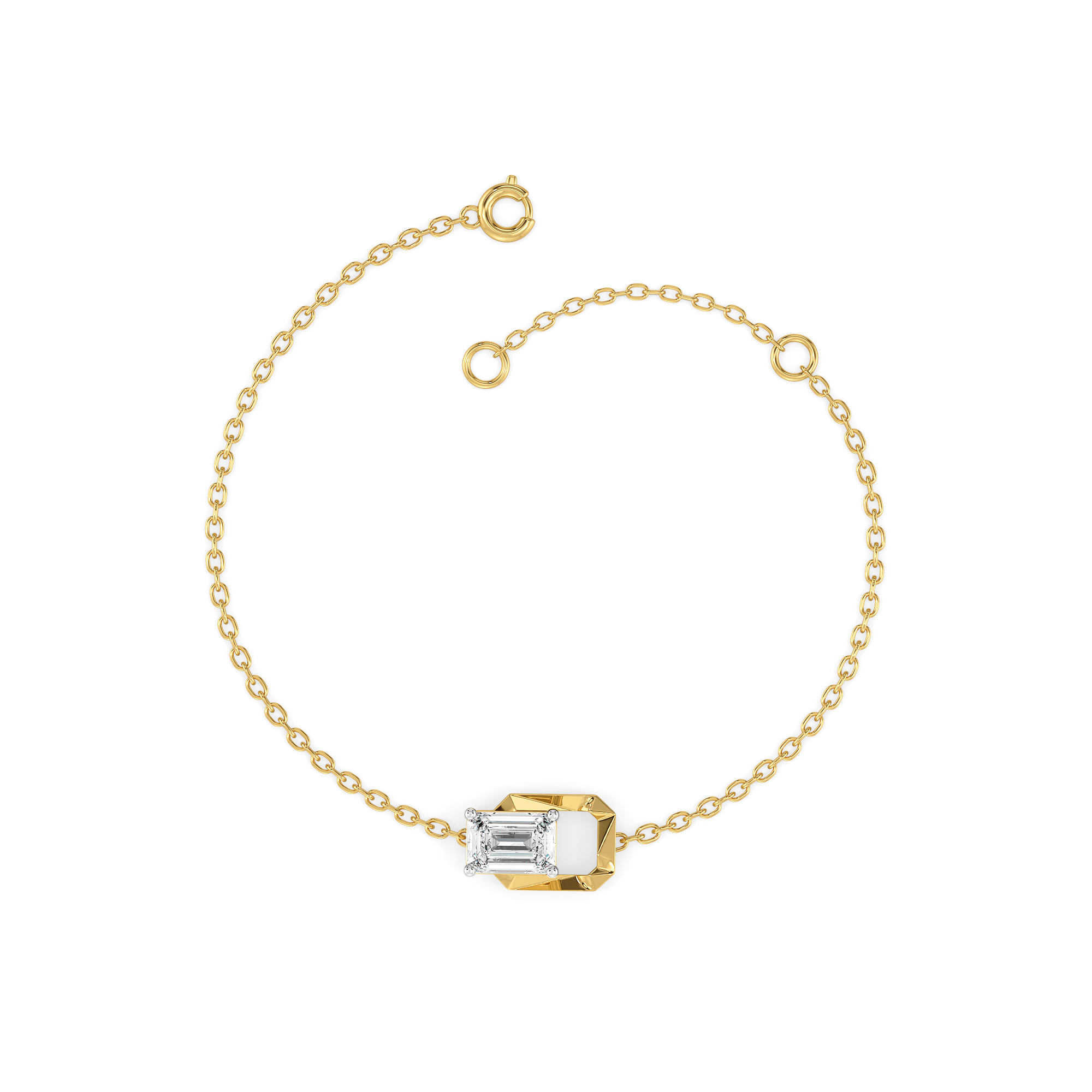Striking Emerald - Pure Gold Lab Diamond Solitaire Bracelet