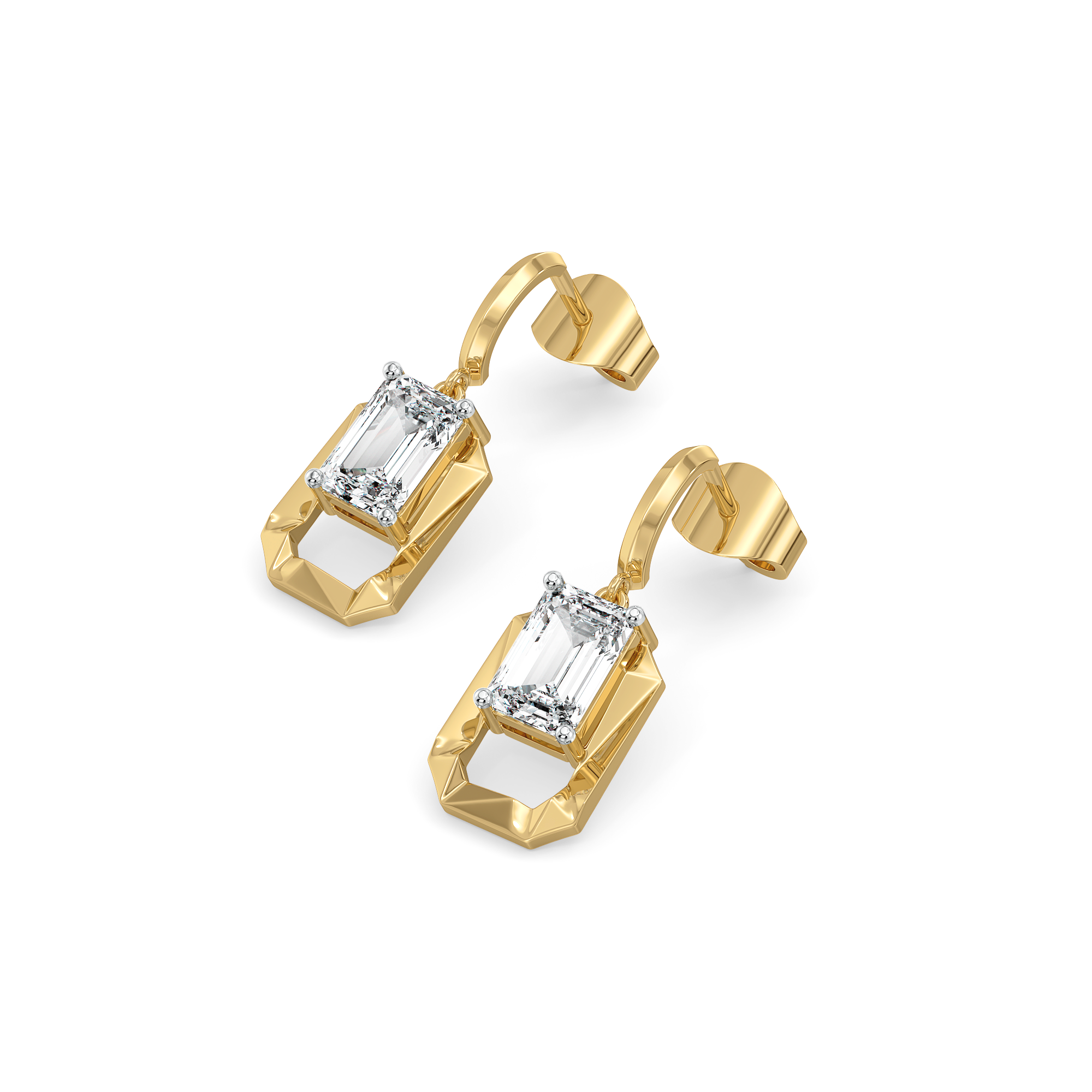 Striking Emerald Drop - Pure Gold Lab Diamond Solitaire Earrings