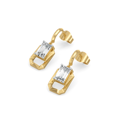 Striking Emerald Drop - Pure Gold Lab Diamond Solitaire Earrings