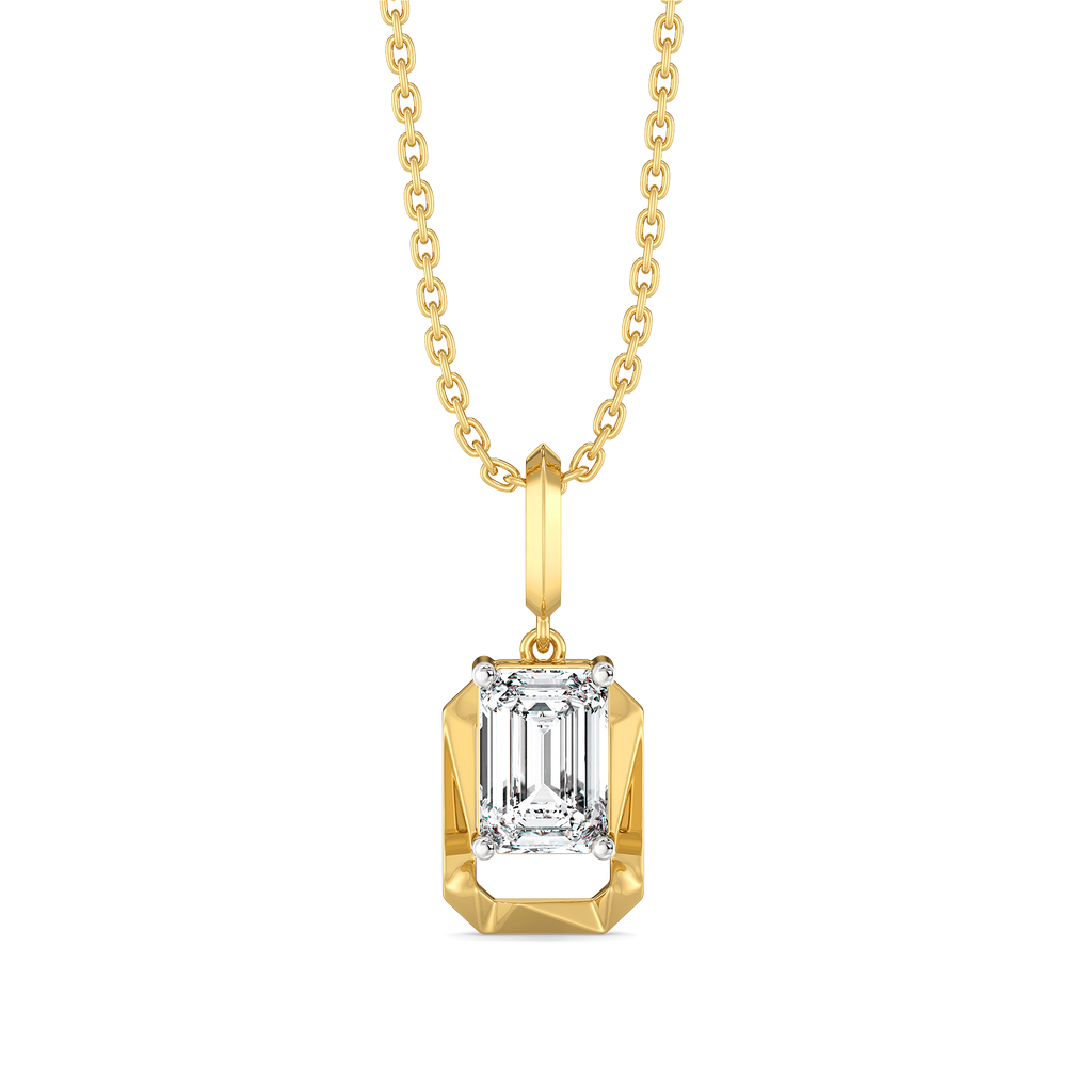 Striking Emerald - Pure Gold Lab Diamond Solitaire Pendant